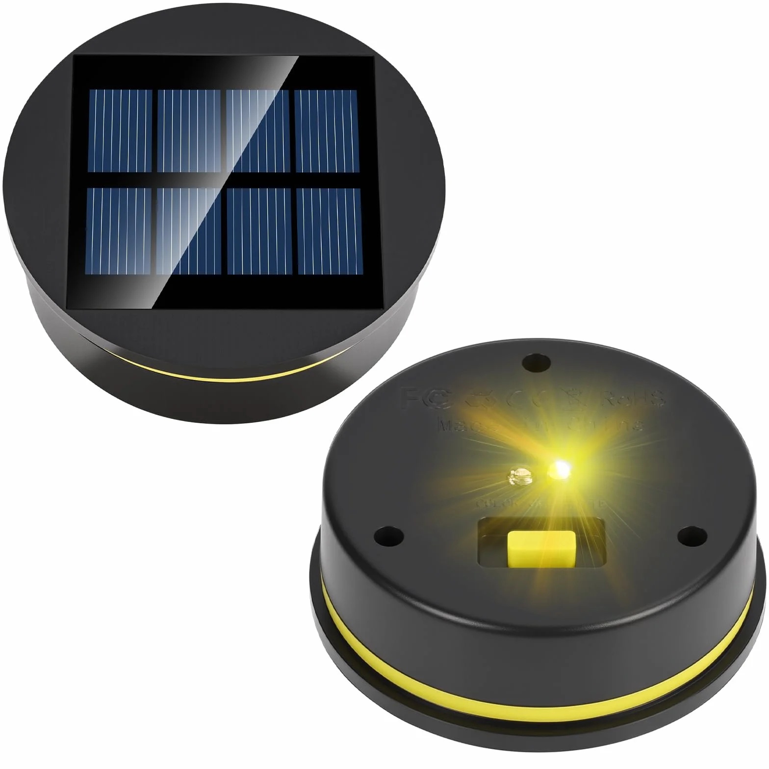 Zestaw 4 lamp solarnych, części zamienne, 8 cm, górna część z jasnymi żarówkami LED, wodoszczelność IP65, panel słoneczny, zamiennik modułu solarnego do lamp ogrodowych, solarnych (2)