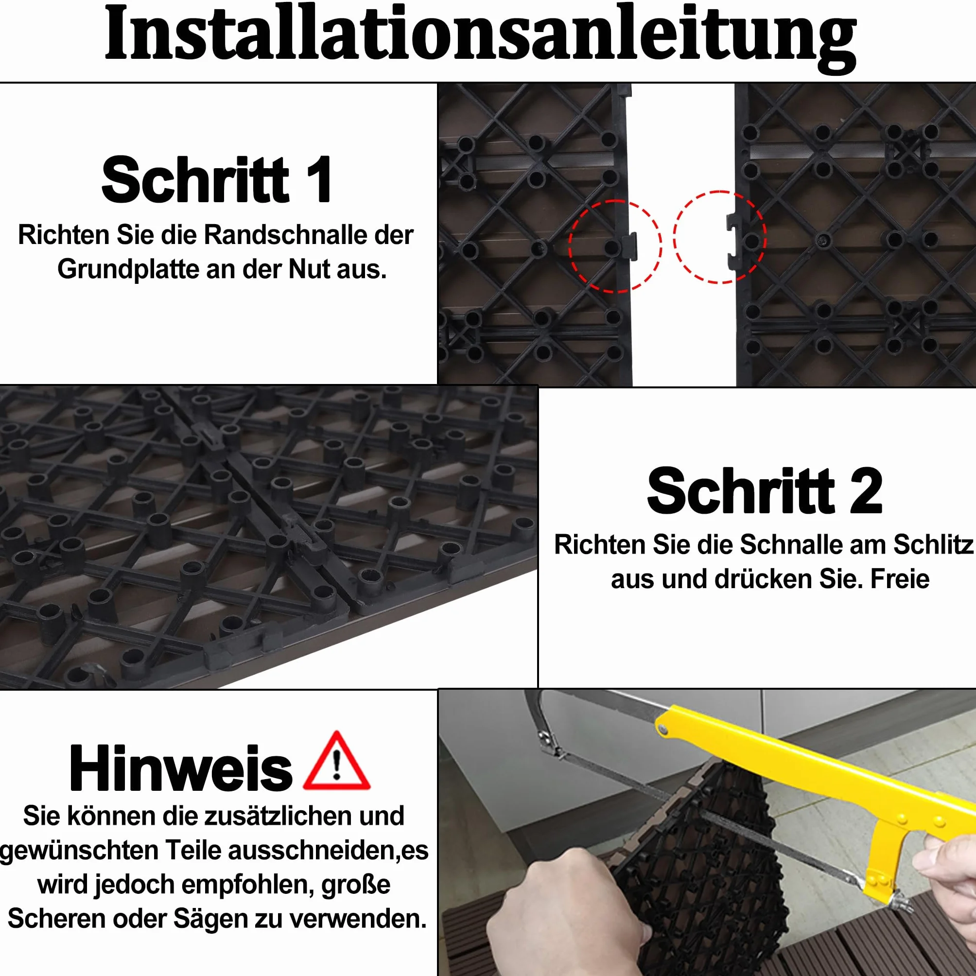 Wykładziny podłogowe na balkon taras WPC płytki o wyglądzie drewna system klikowy 30 x 30 cm 55 sztuk