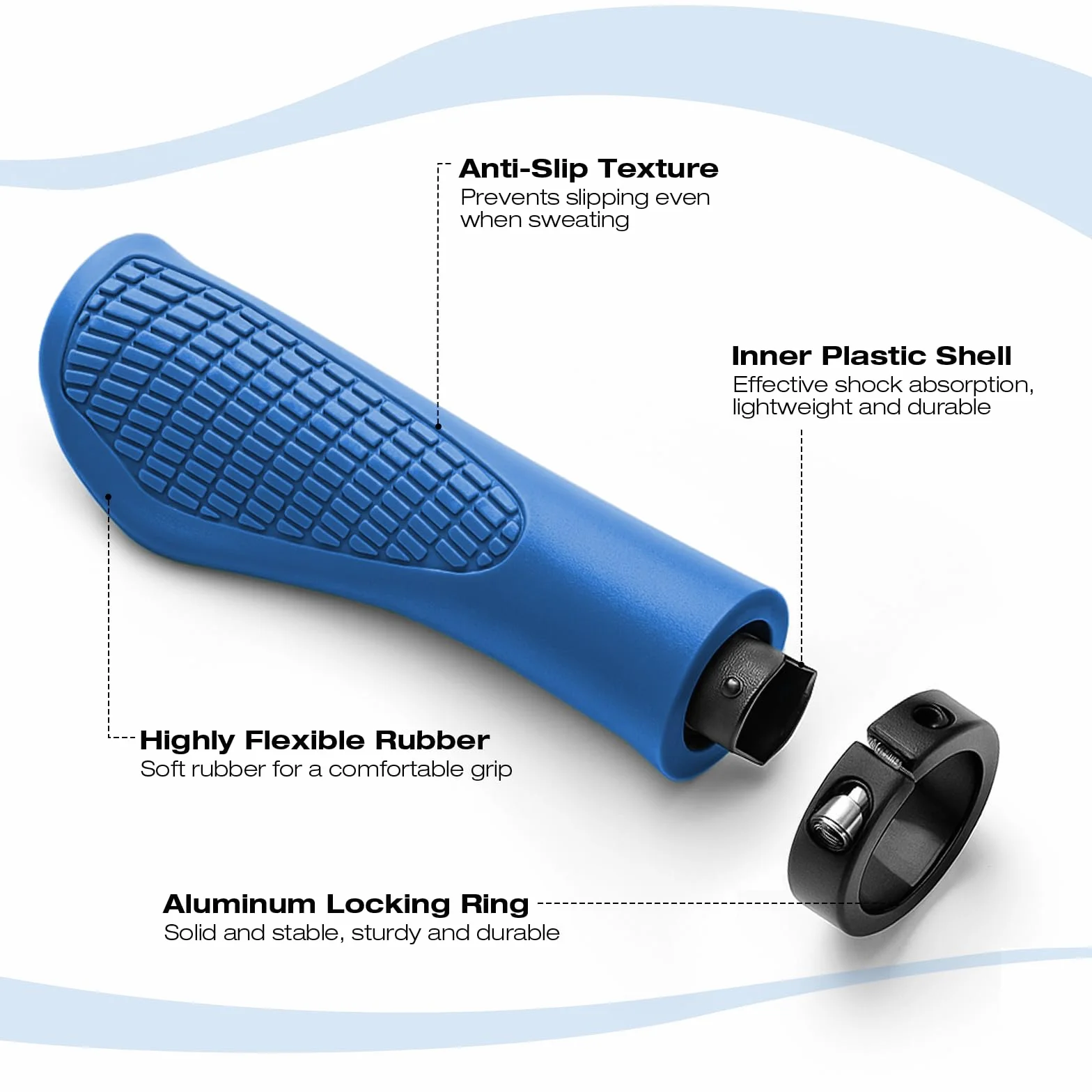 Ergonomiczne uchwyty na kierownicę, uniwersalne uchwyty na kierownicę 22,2 mm, antypoślizgowe, szybki montaż, z kluczem montażowym, do rowerów trekkingowych, wyścigowych, miejskich, składanych