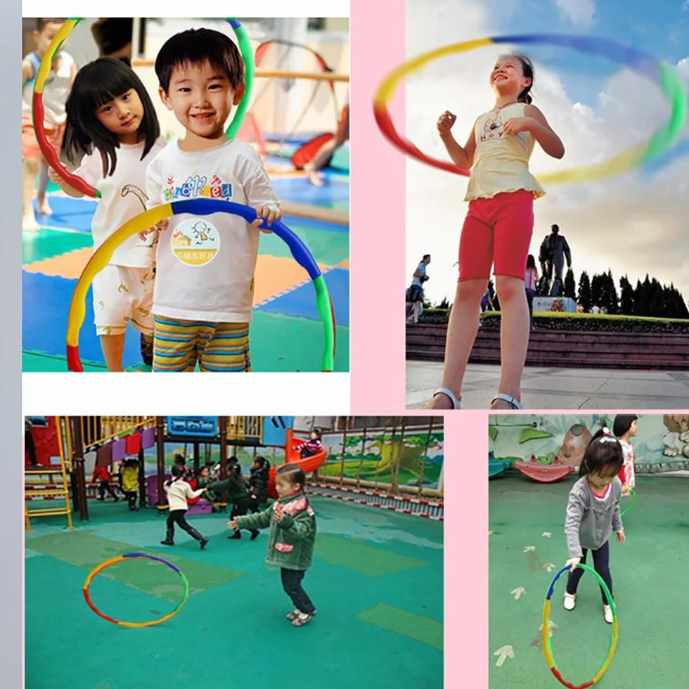 Obręcz hula hop dla dzieci, 2 szt. regulowanych, zdejmowanych obręczy, pierścień dla dzieci, do ćwiczeń Hoopa, obręcz fitness, do tańca, gry sportowe, gimnastyka 60 cm + 65 cm