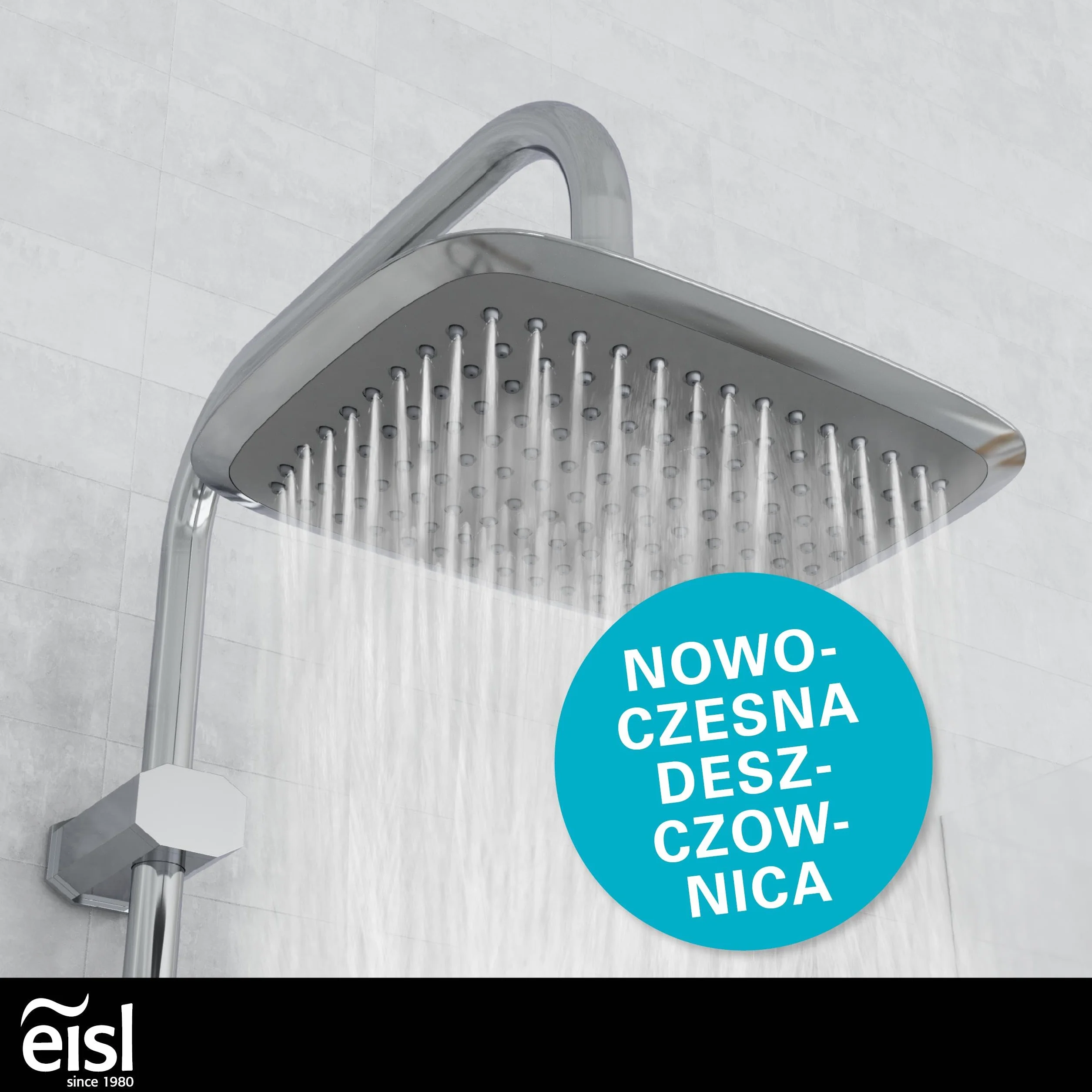 EISL Zestaw prysznicowy Easy Fresh 2 w 1 deszczownica 250x200 mm słuchawka bez armatury