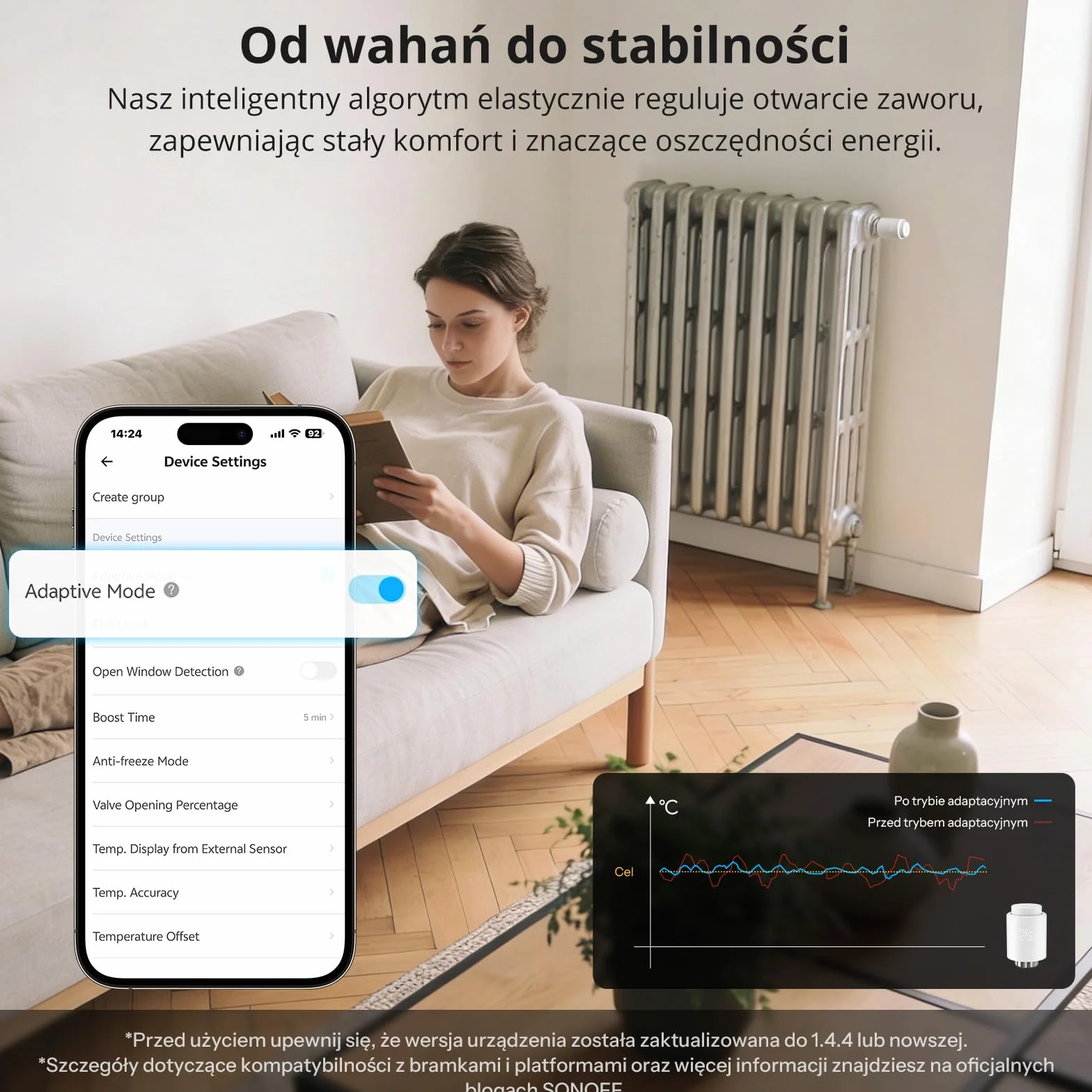 SONOFF Zigbee Inteligentna głowica termostatyczna do zaworu grzejnika 1 szt. Regulator temperatury, wyświetlacz LED
