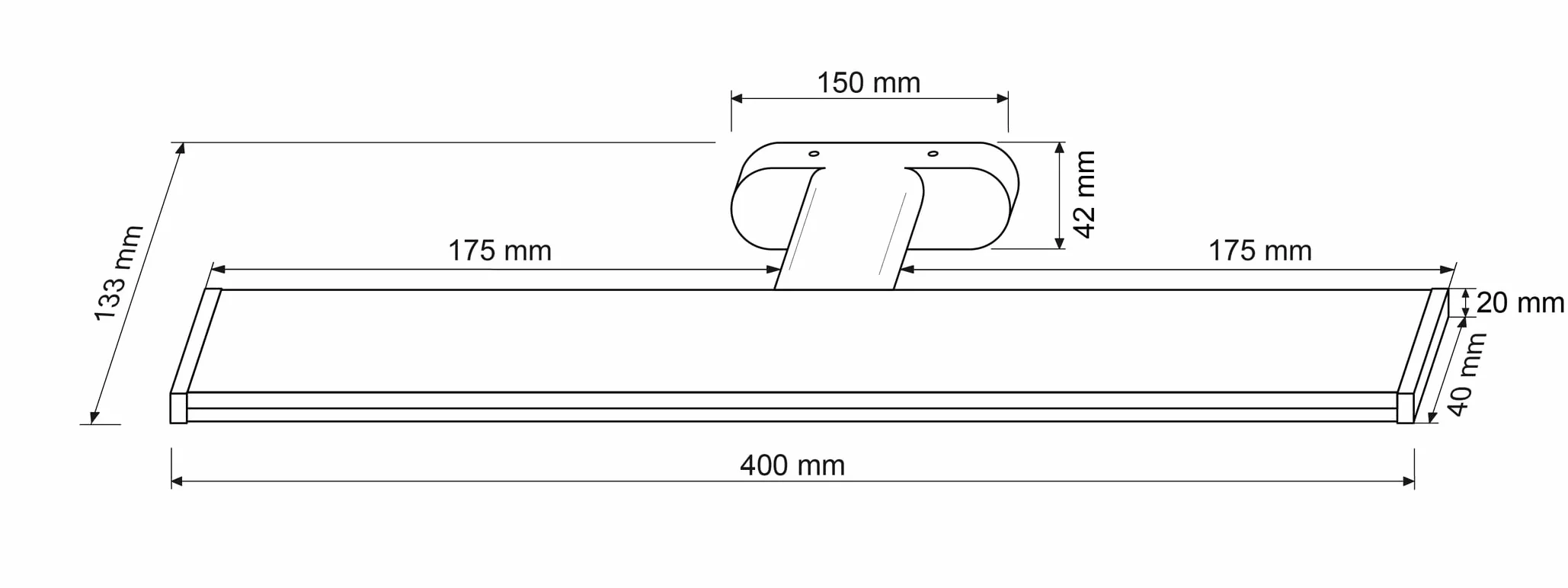 SEBSON® Lampa LED do lustra 40cm, montaż na ścianie łazienka IP44, neutralna biel 4000K 400x133x42mm 8W 600lm jasna, lampa ścienna LED, oświetlenie do makijażu