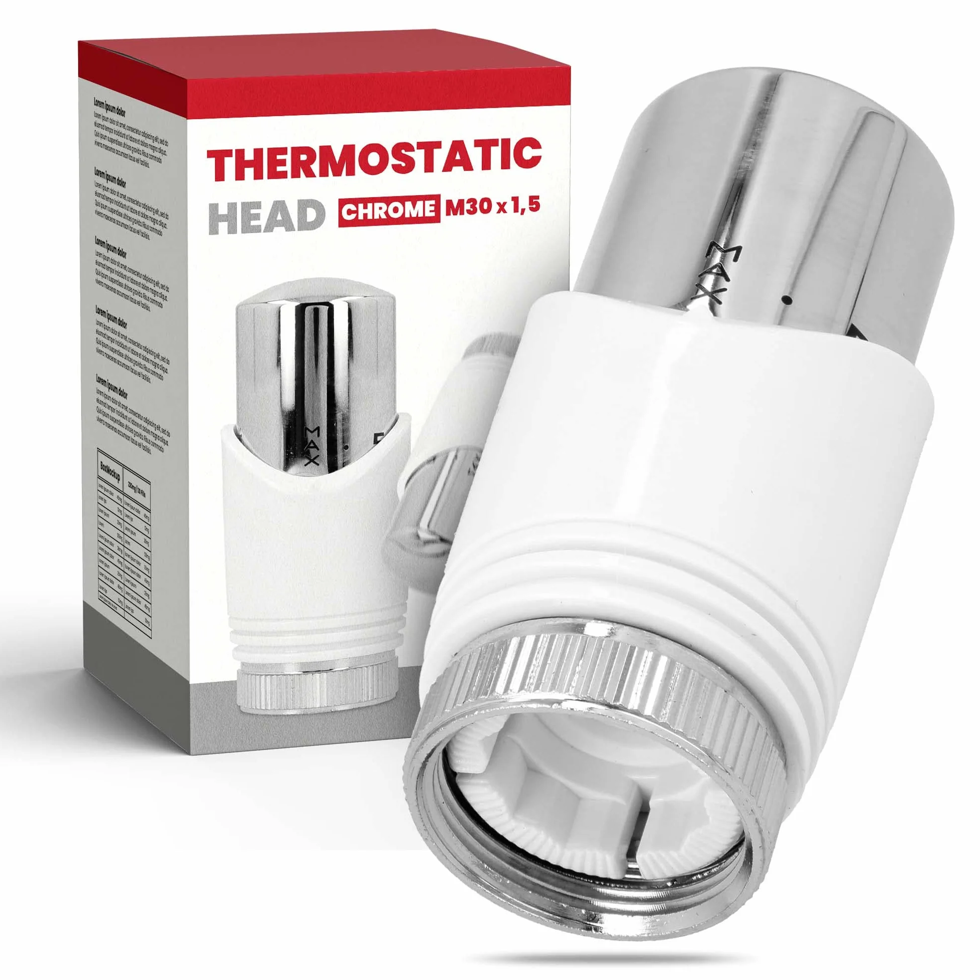 Głowica Termostatyczna Grzejnika Chrom M30 x 1,5 Regulator Temperatury