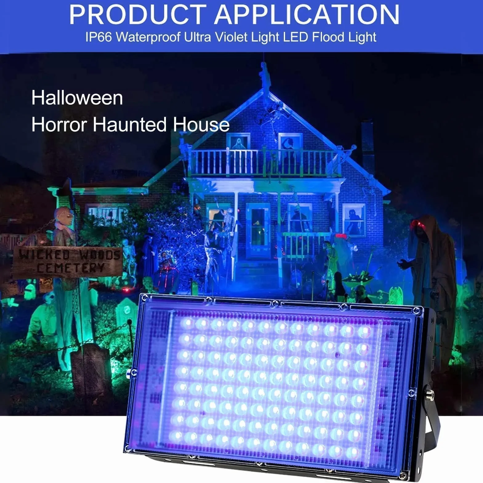 UV Flood Light 50W LED Aluminiowa Lampa Sceniczna Wodoodporna 220V
