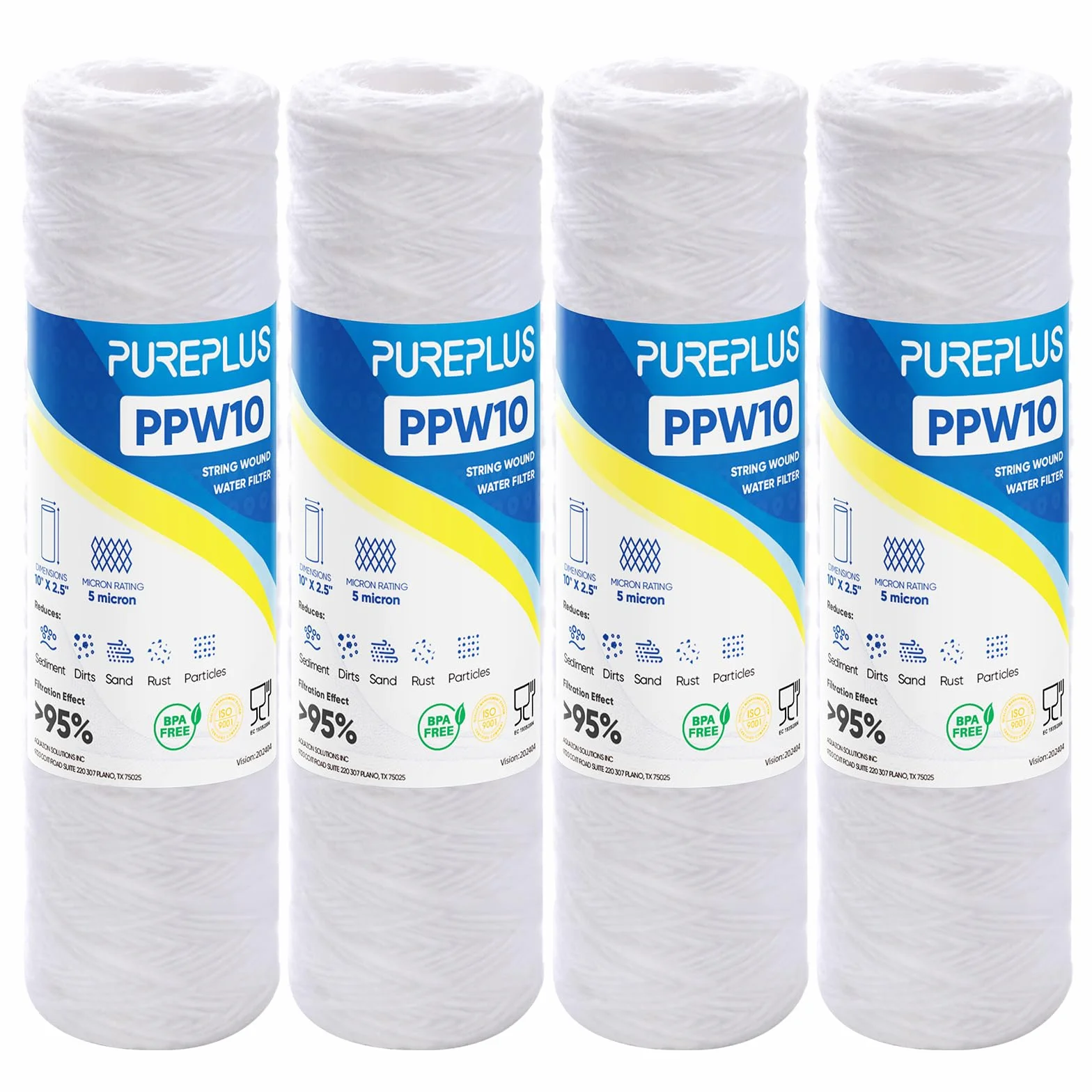 Filtr do odwróconej osmozy 10 cali 5 mikronów uniwersalny pasuje do WP-5 Aqua-Pure AP110 CFS110 komplet 4 sztuk