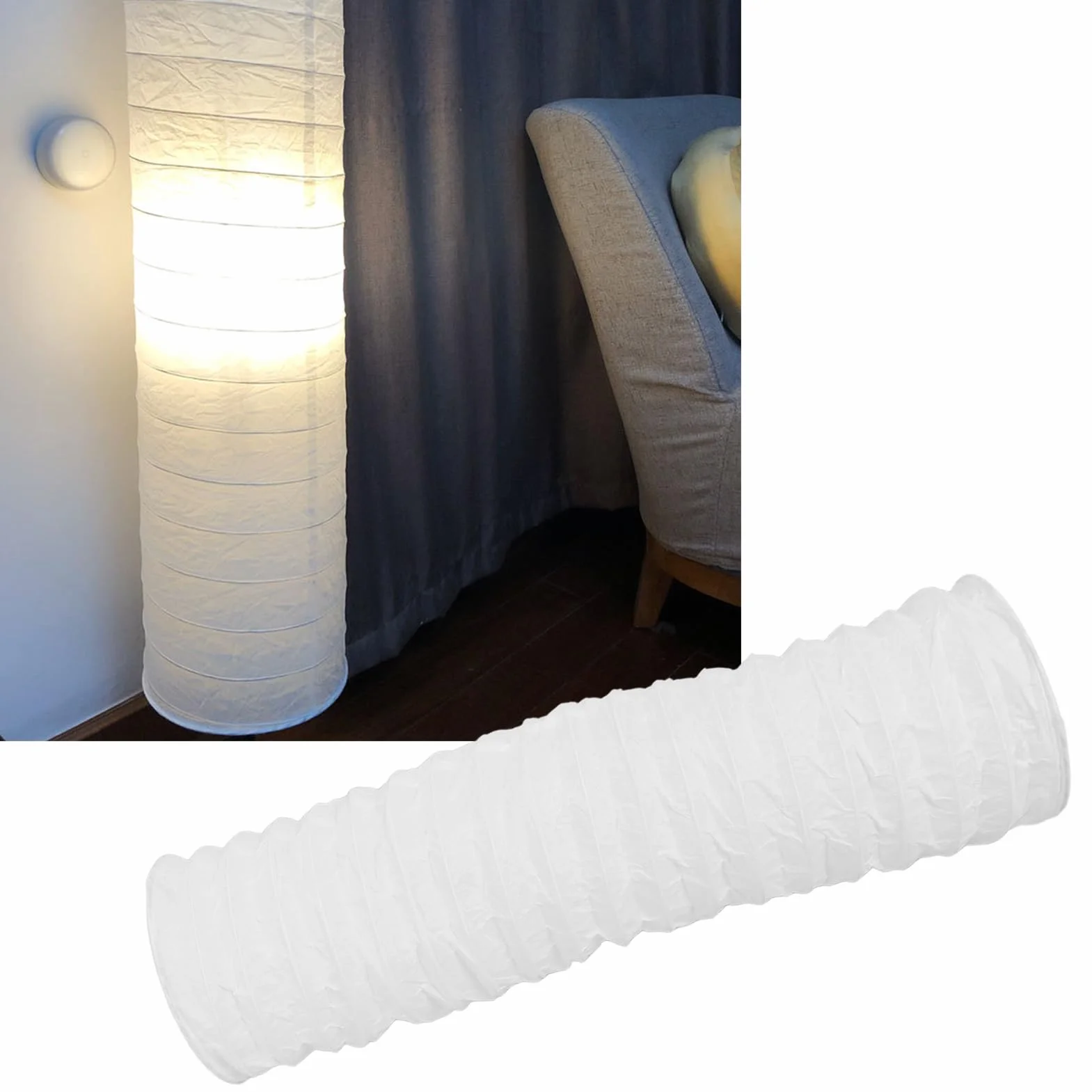 Abażur do Lampy Podłogowej 37-calowy, Pyłoszczelna Osłona z Papieru Ryżowego, Japoński Styl do Salonu