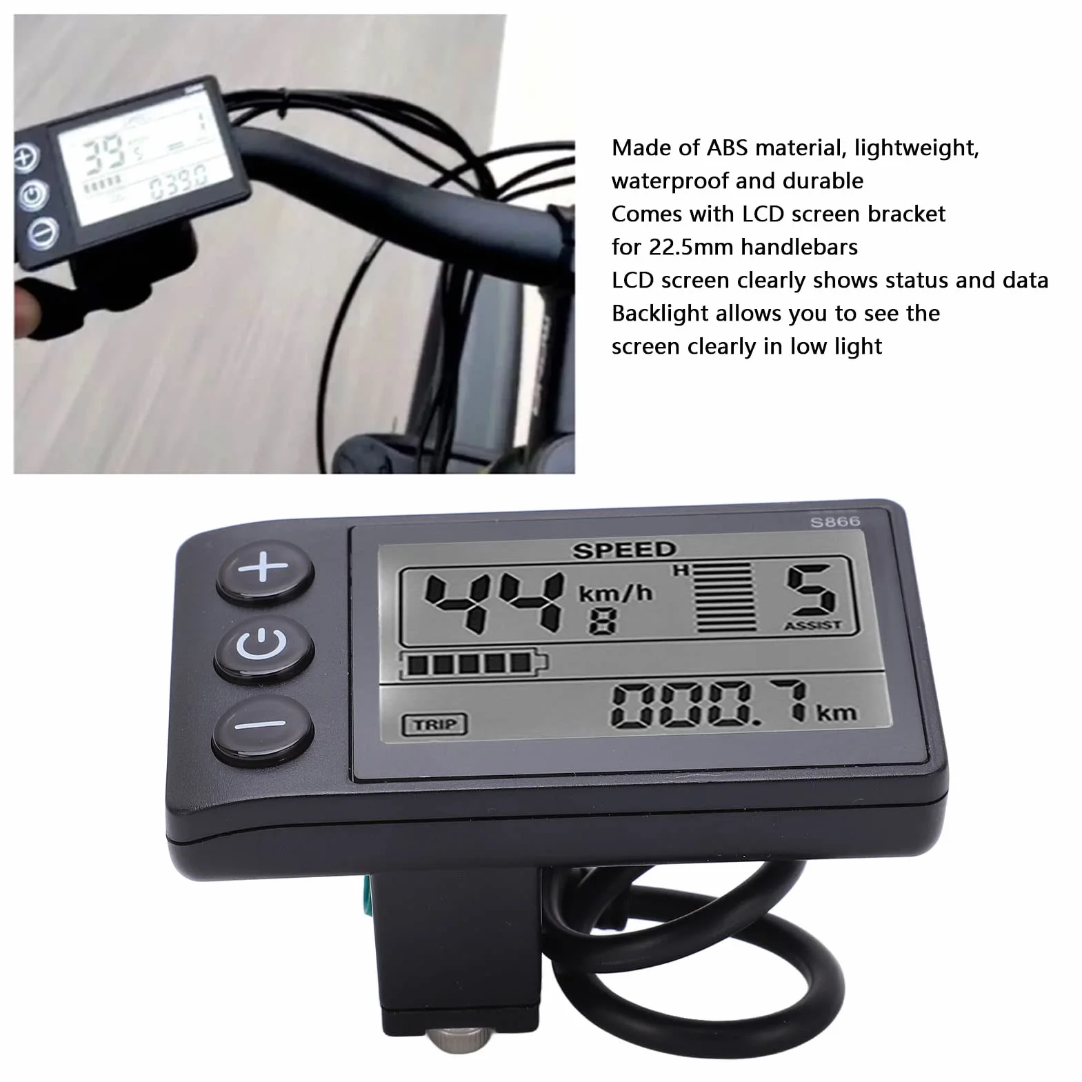 Rower Elektryczny S866 Wyświetlacz Lcd Miernik 24V 36V 48V Panel Sterowania z wodoodporną wtyczką Wyświetlacz Lcd dla 48V