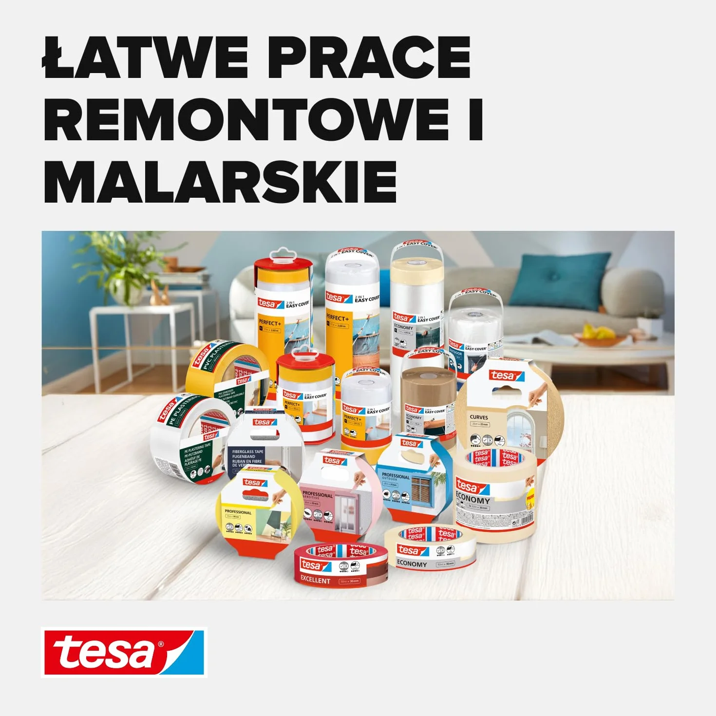 Tesa Classic taśma maskująca 50m x 19mm bezrozpuszczalnikowa usuwalna