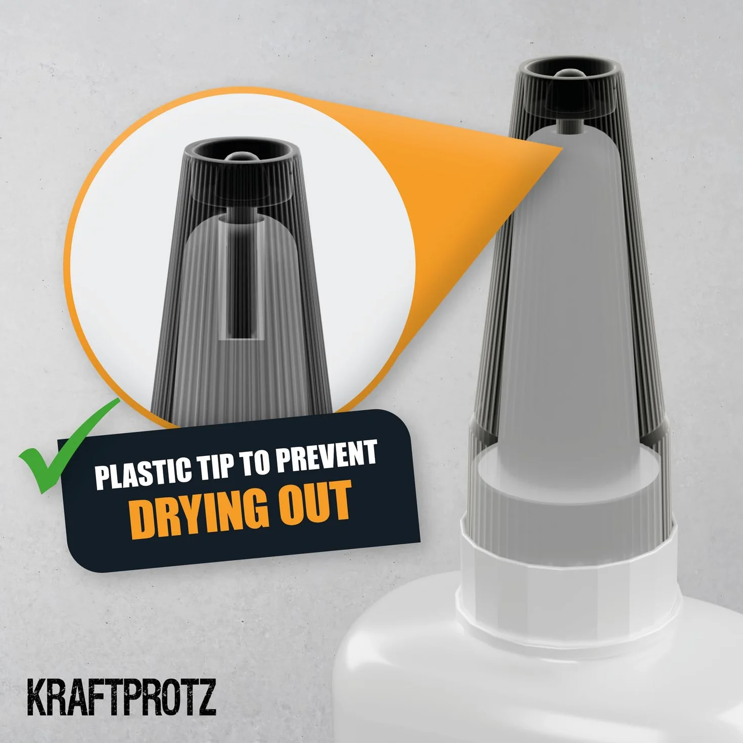 Klej błyskawiczny ekstra mocny 50 g KRAFTPROTZ z zaworem przeciwschnięciowym do plastiku, szkła, drewna, kamienia, metalu