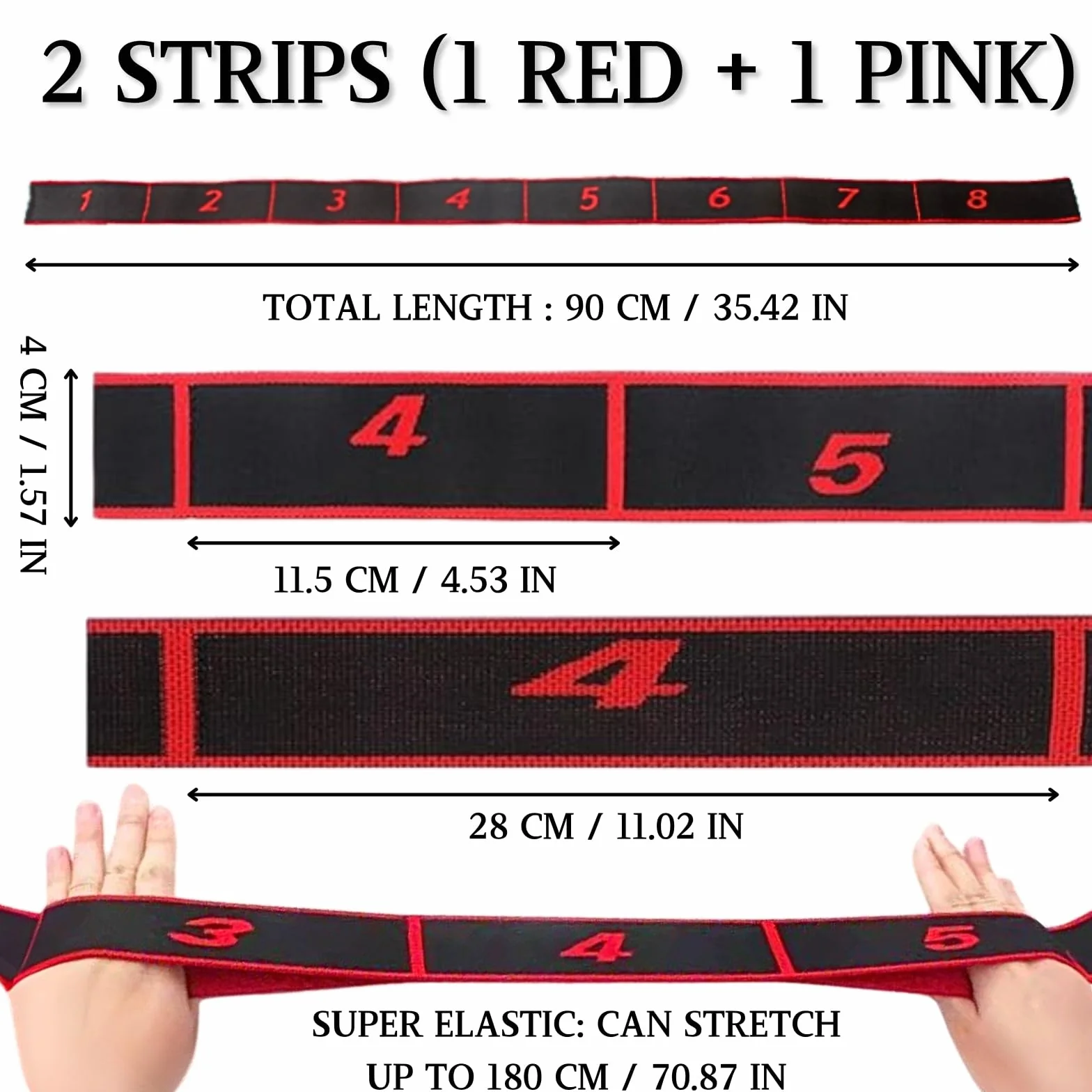 KEYRI 2 szt. Opaska do jogi Stretch Bands, Stretch Stretch Strap Elastyczny Pasek Fitness z 8 klamrami dla dzieci i dorosłych Pilates Fitness Gimnastyka