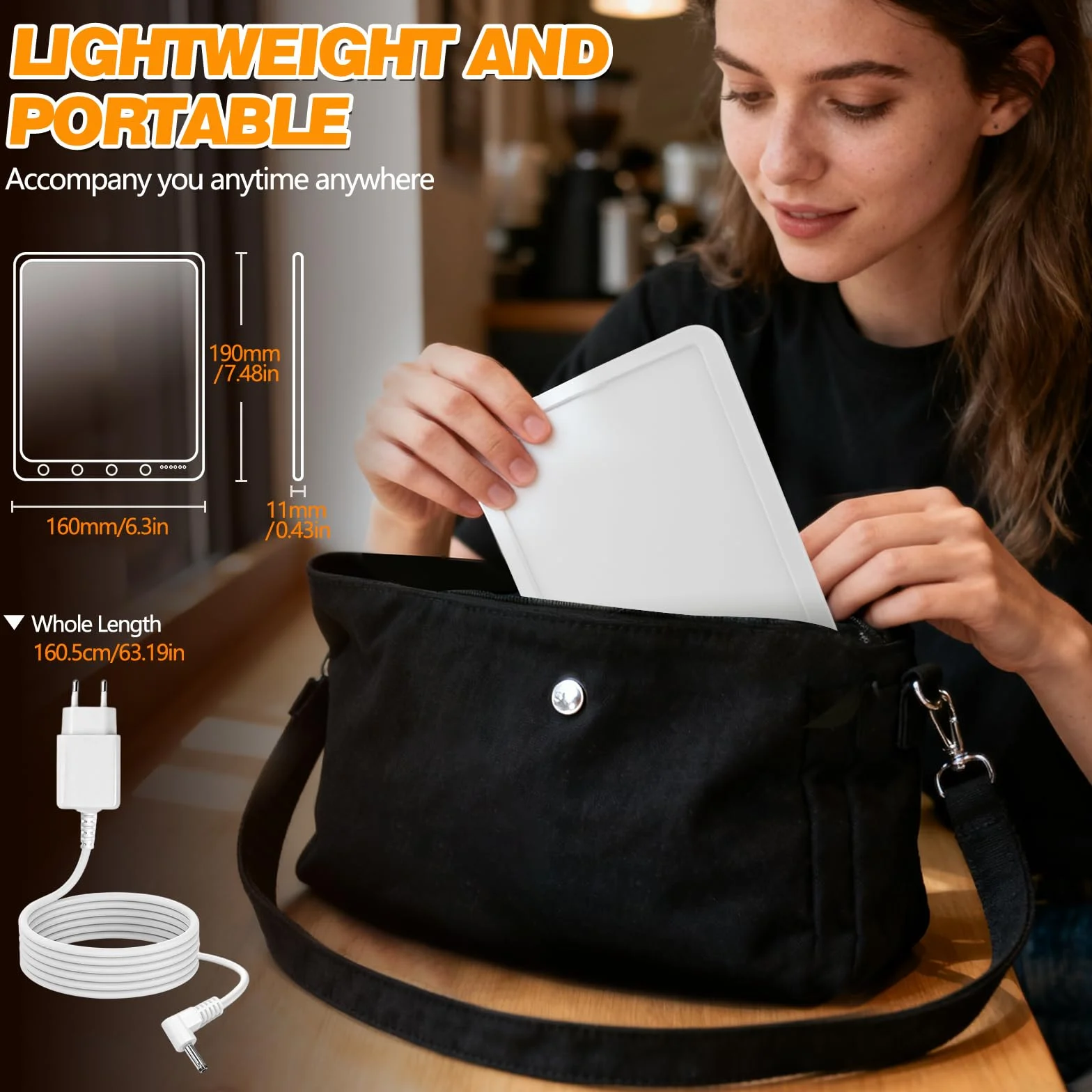 Lampa do terapii światłem 15000 lx, bez UV, 3 temperatury barwowe, 5 poziomów jasności