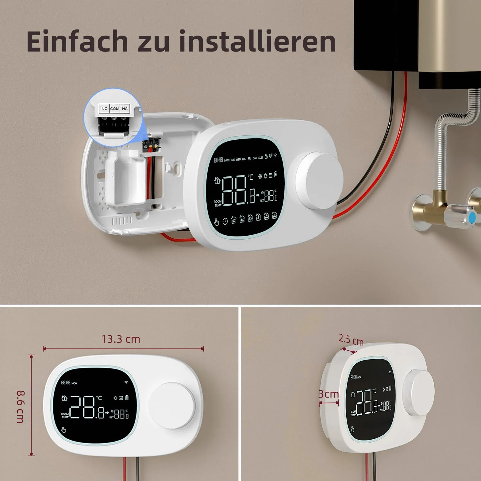 AVATTO Inteligentny termostat WiFi do kotła wodnego i gazowego, programowalny, kompatybilny z Alexa i Google Assistant