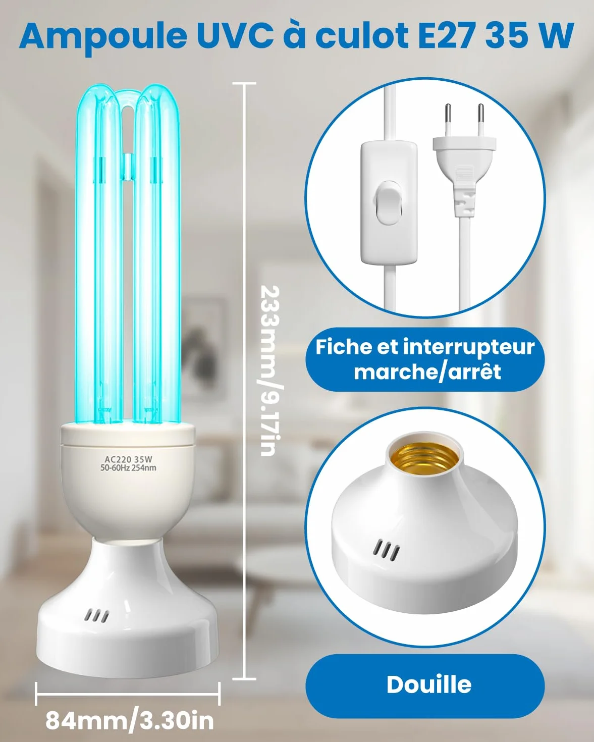 Lampa bakteriobójcza 35 W UV ozonowa z pilotem i timerem 220-240 V