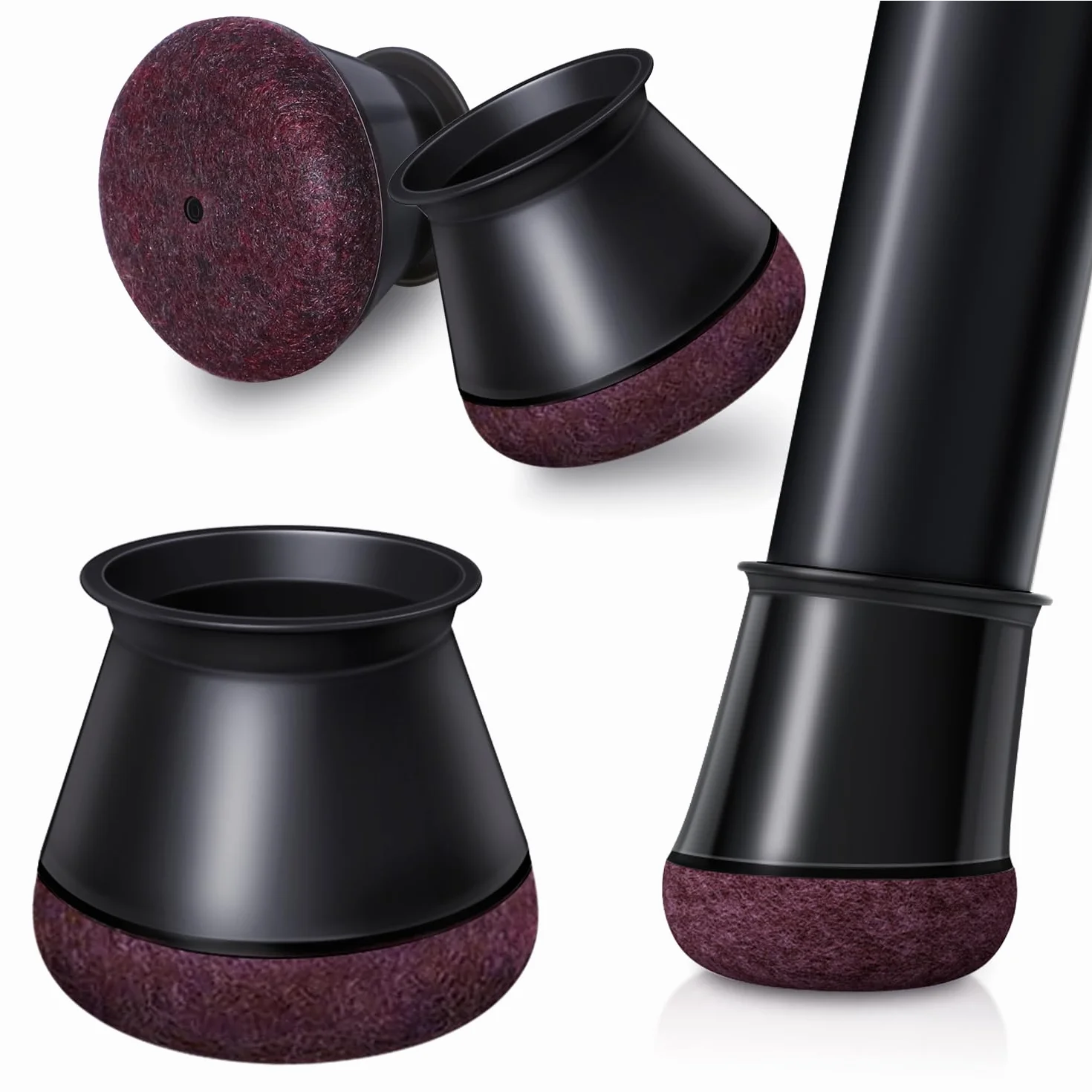 Zaślepki do mebli okrągłe Silikonowe Antypoślizgowe Czarne M 20-30.1 mm 24 sztuki