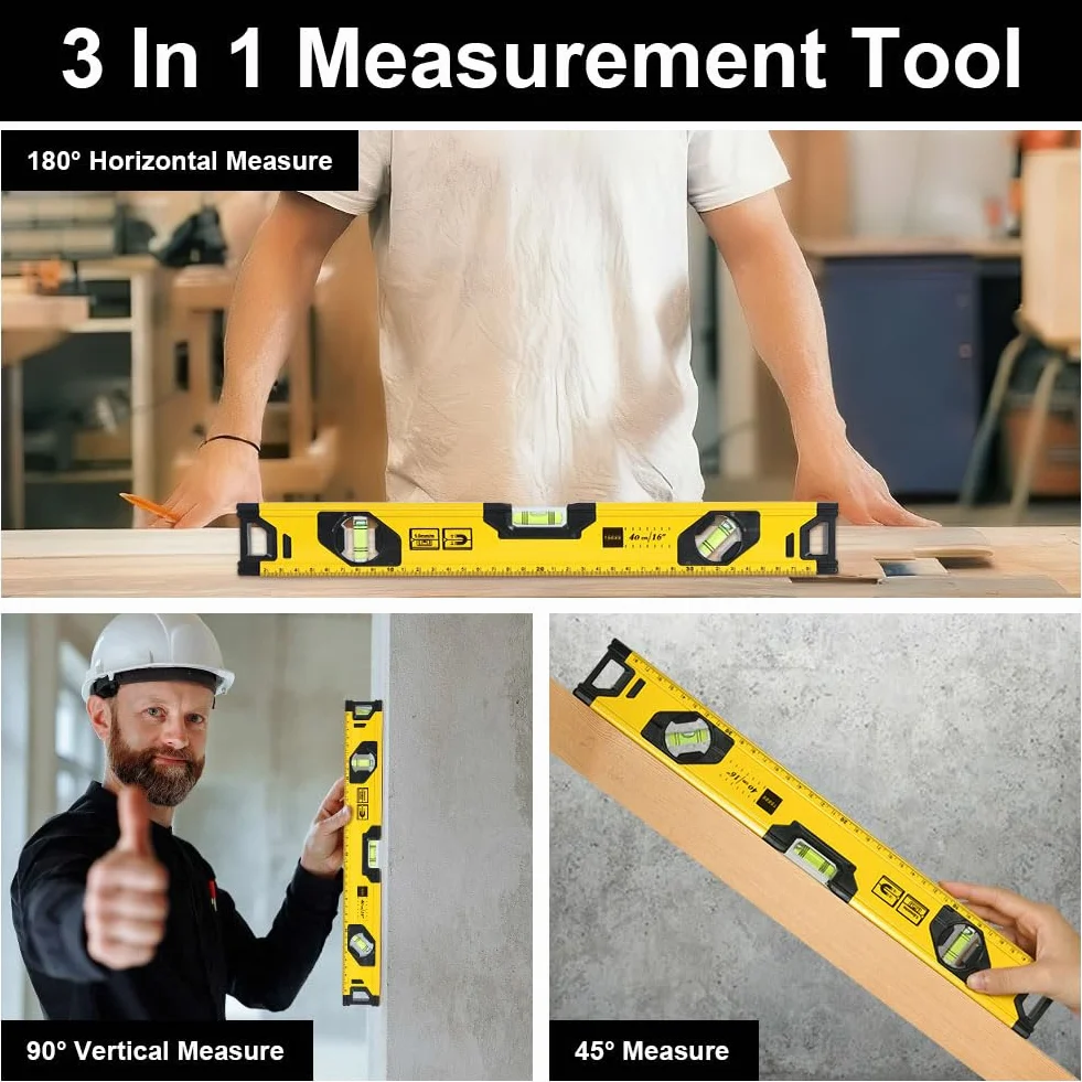 Flintronic Poziomica magnetyczna 40 cm, profil aluminiowy, 3 libelki 45°/90°/180°