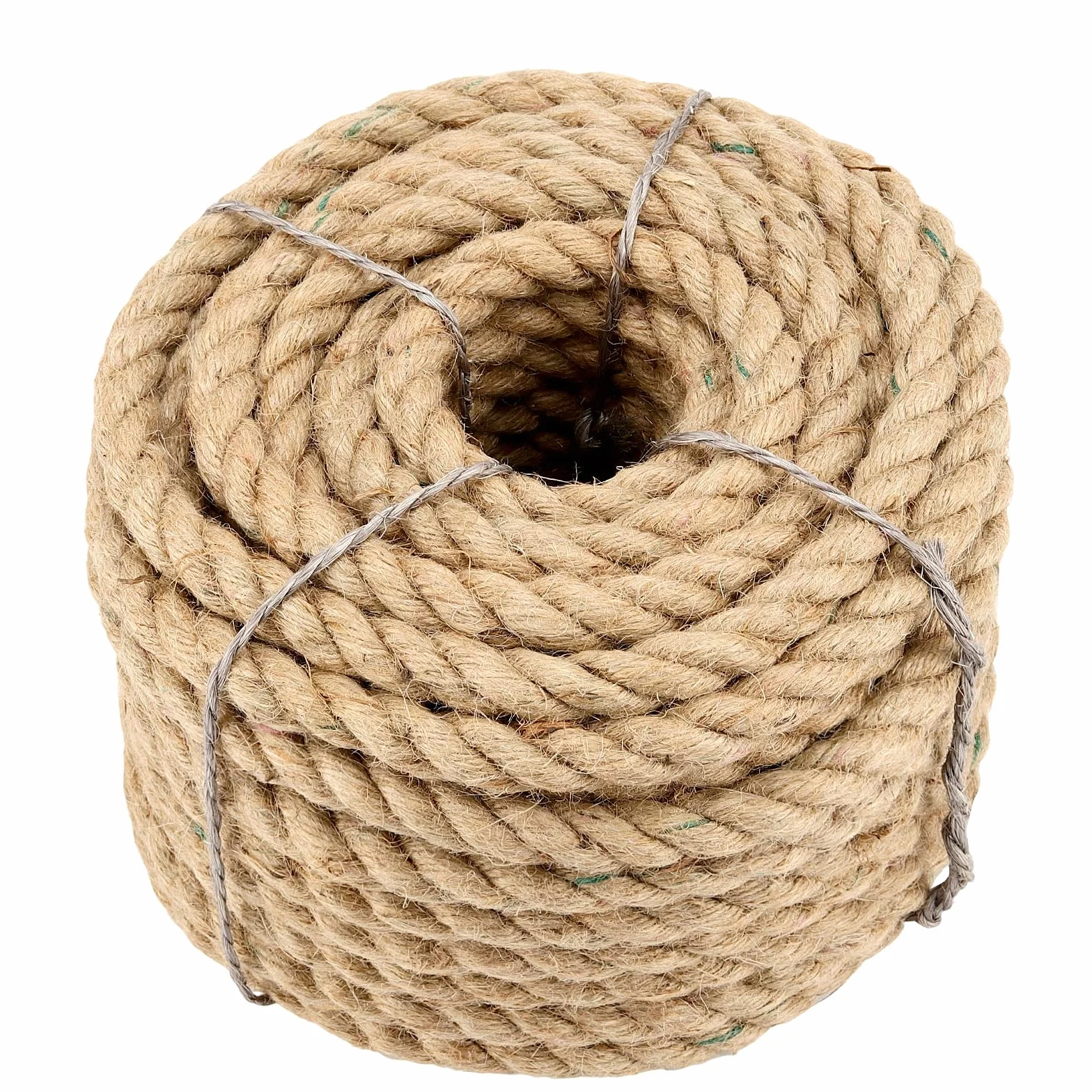 Naturalna lina jutowa 20 m x 12 mm, 4-żyłowa skręcona lina konopna do majsterkowania