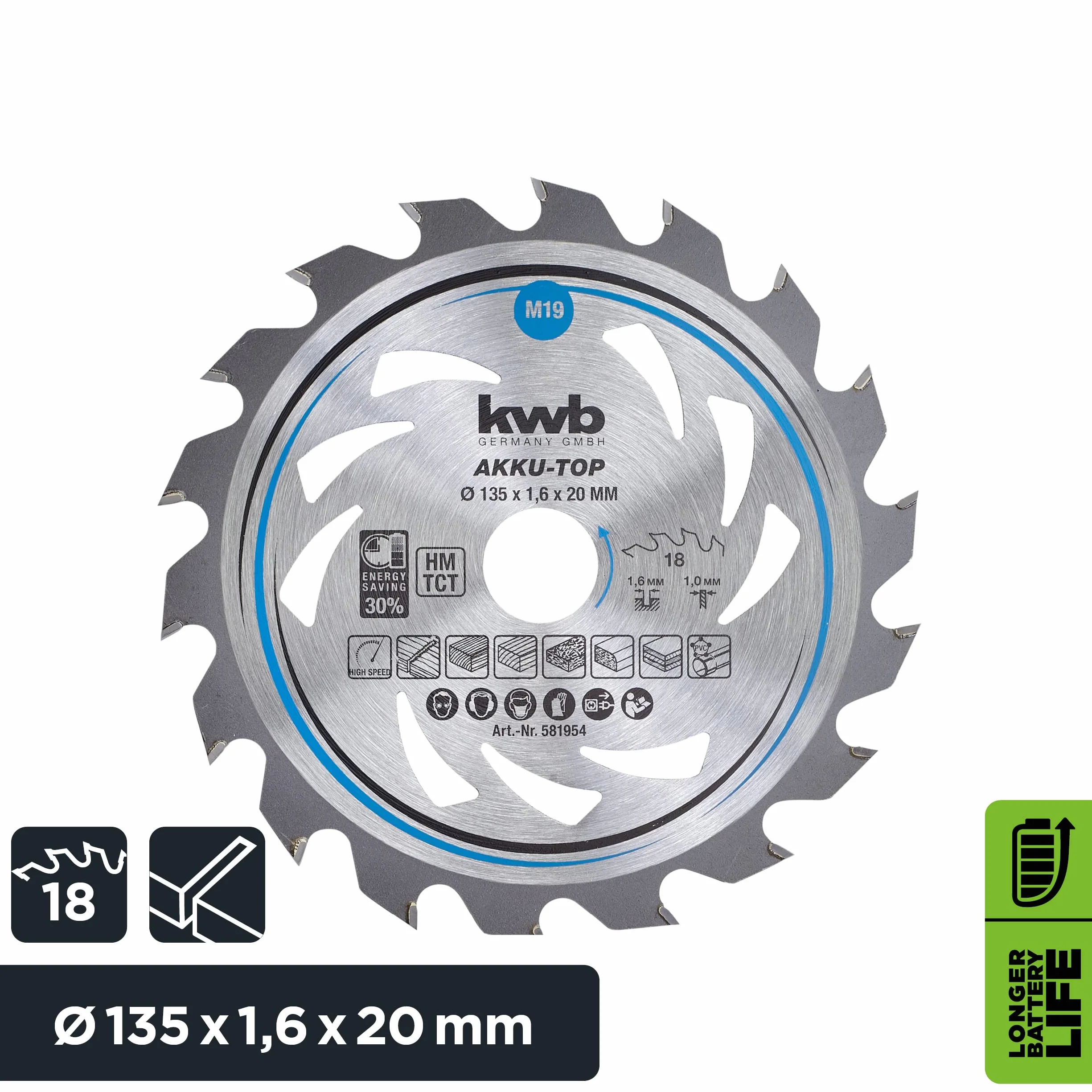 kwb Brzeszczot do piły tarczowej 135 x 20 mm do drewna miękkiego i twardego
