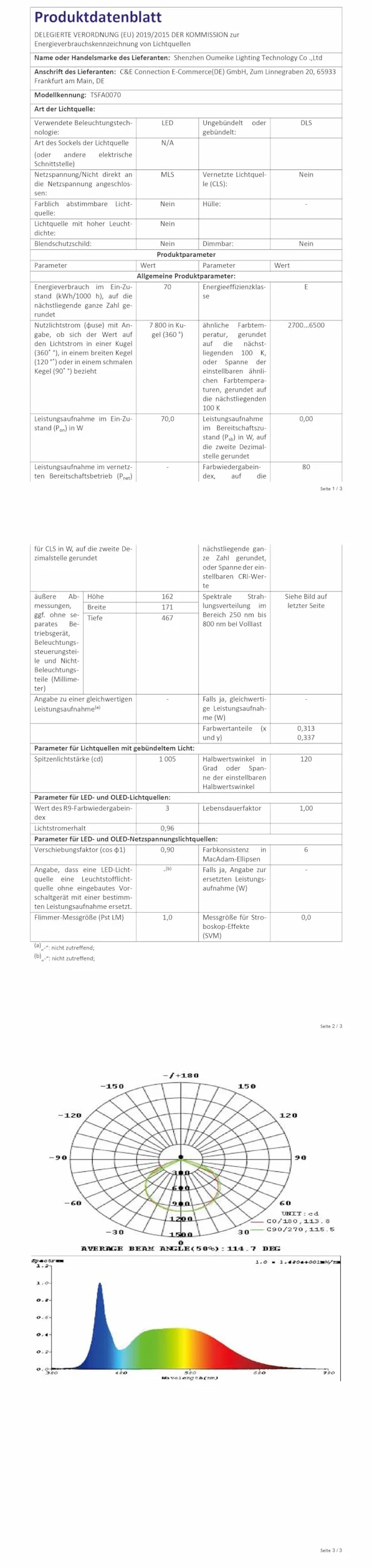 MEIHUA Reflektor LED 70 W z czujnikiem ruchu IP66 6500 K trzygłowicowy regulacja 180°