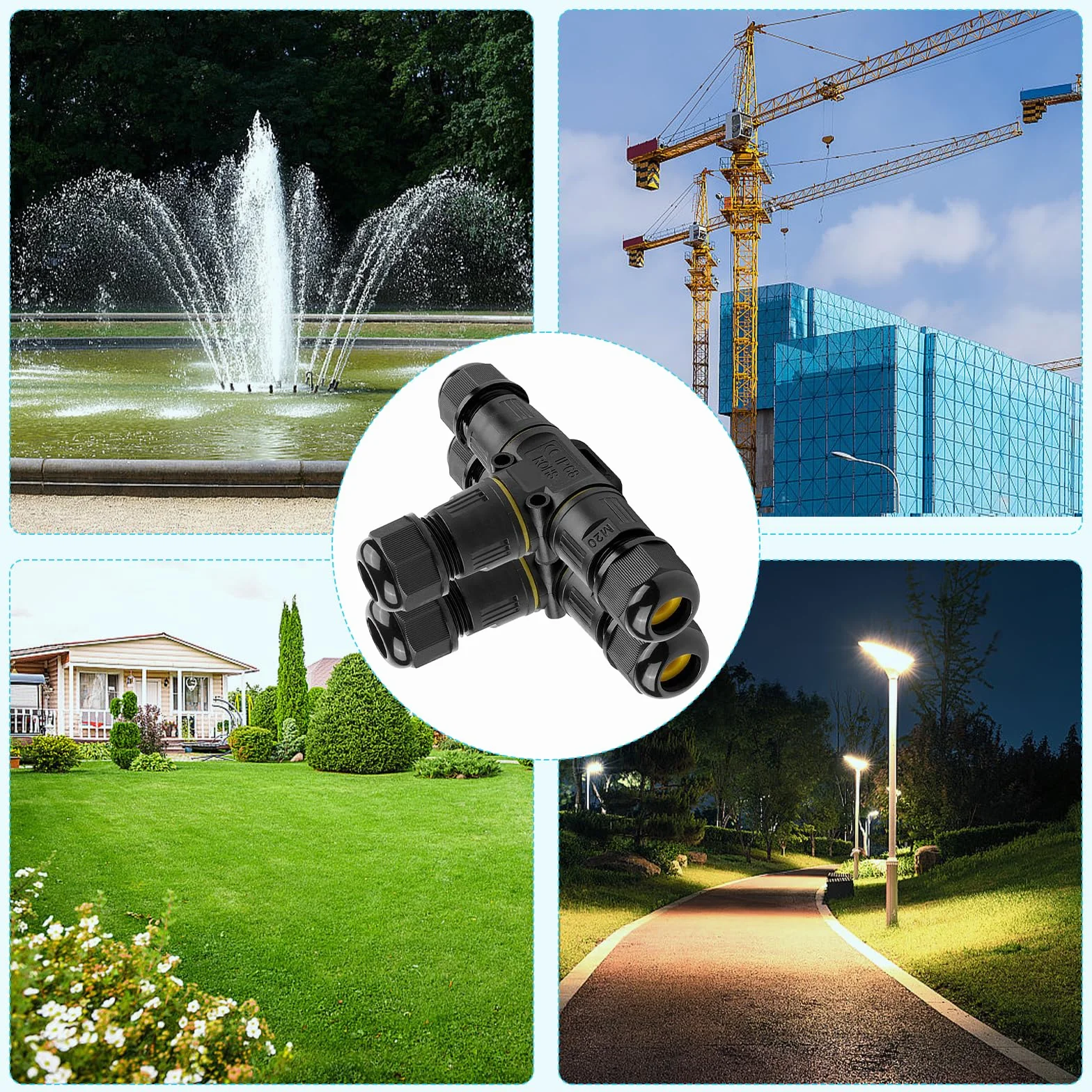 Złączka kablowa 3-biegunowa IP68 5-12 mm 2 sztuki wodoszczelna zewnętrzna