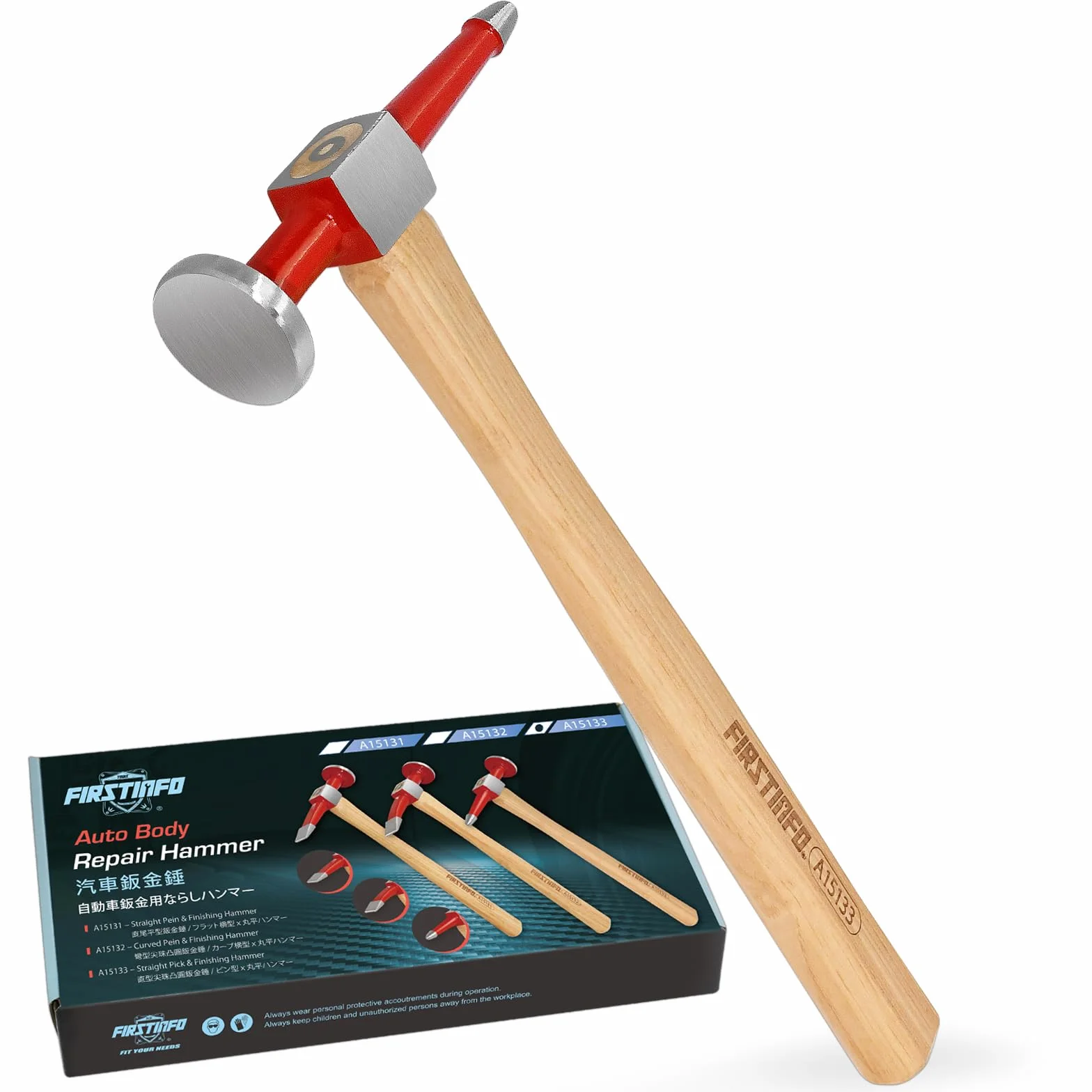 FIRSTINFO A15133 prosty punktowy wykańczanie automatyczny panel młotka bicie z uchwytem hikory 0,4 kg