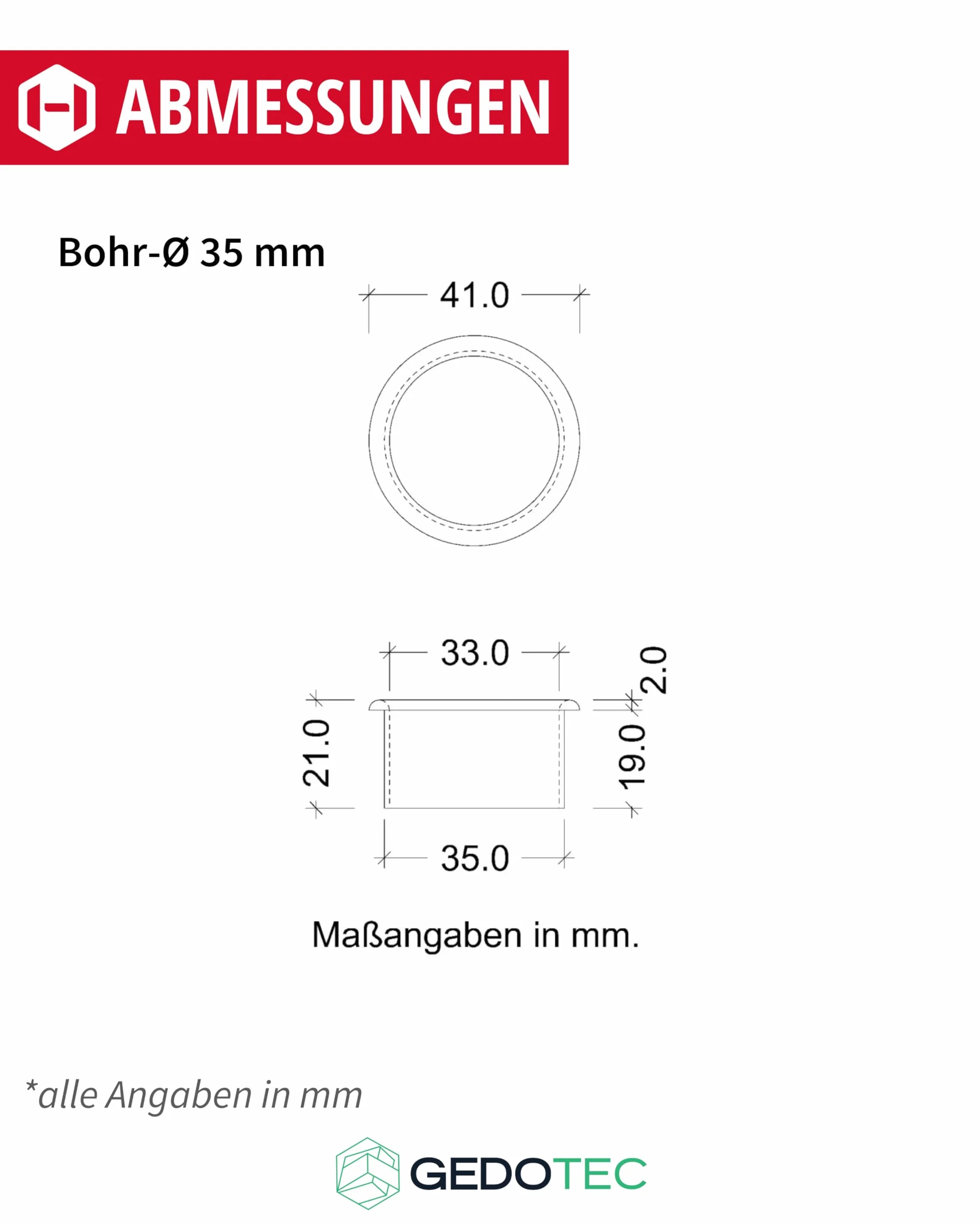 Gedotec Przepust kablowy na biurko mosiądz złoty błyszczący Ø 35 mm 1 sztuka