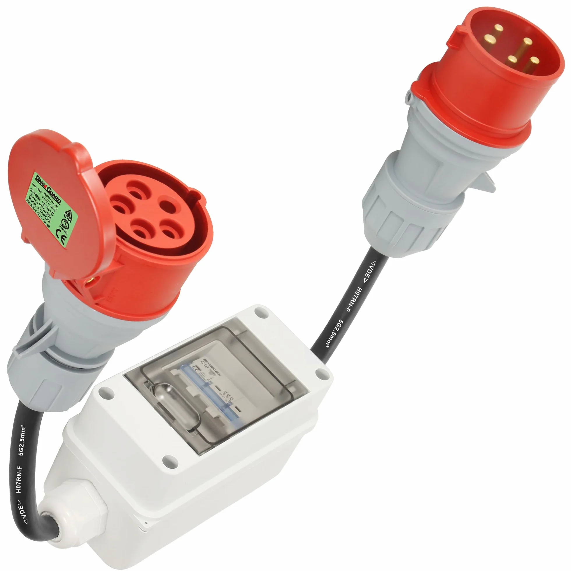 Adapter CEE 32 A wtyczka do sprzęgła 16 A 5 Polige Kupplung Starkstrom Adapter z wyłącznikiem 400 V CEE Kabel zasilania H07RN-F 5G 2,5mm²
