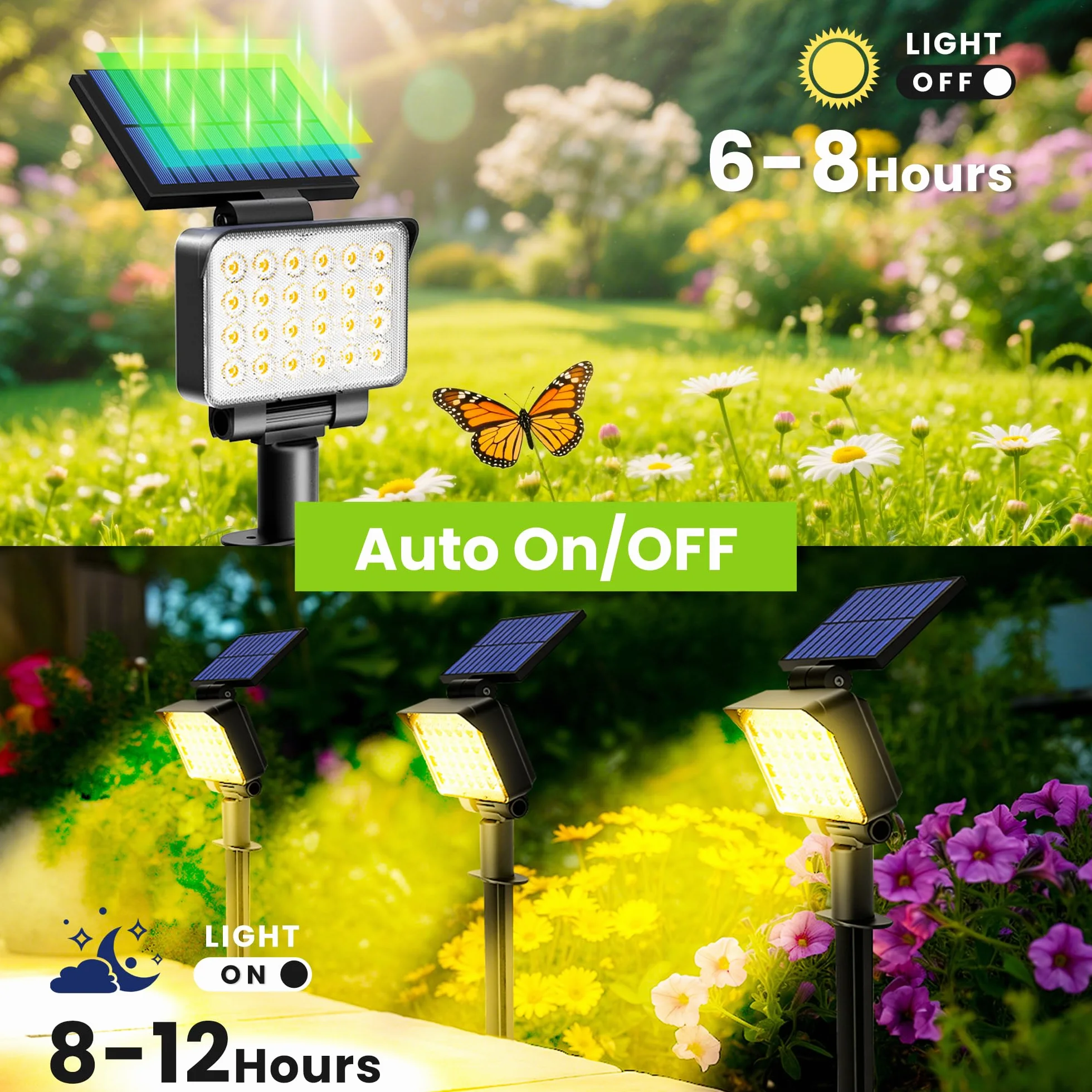 Solpex Solarne oświetlenie punktowe IP65 24 diody LED reflektory zewnętrzne ciepła biel 4 sztuki