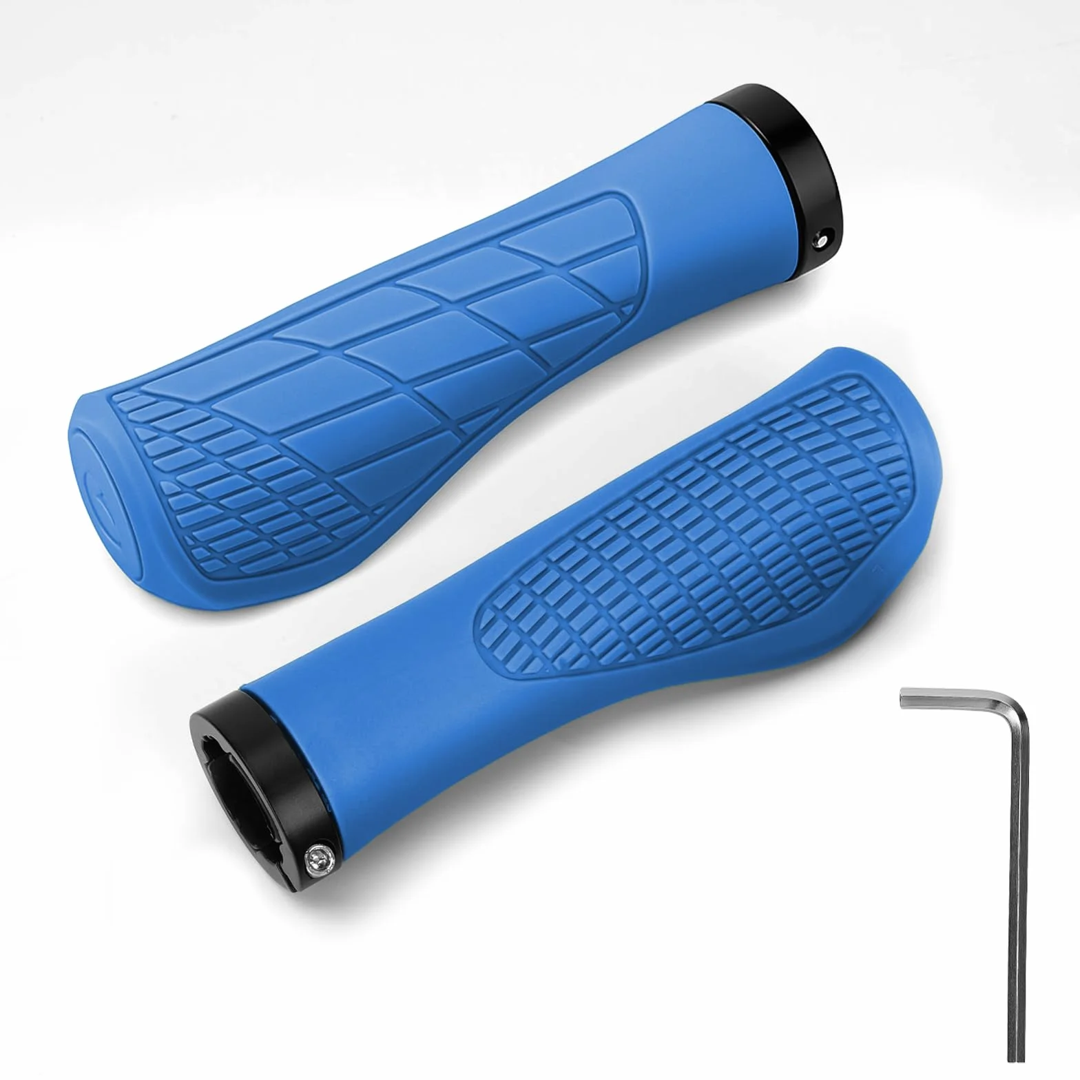 Ergonomiczne uchwyty na kierownicę, uniwersalne uchwyty na kierownicę 22,2 mm, antypoślizgowe, szybki montaż, z kluczem montażowym, do rowerów trekkingowych, wyścigowych, miejskich, składanych