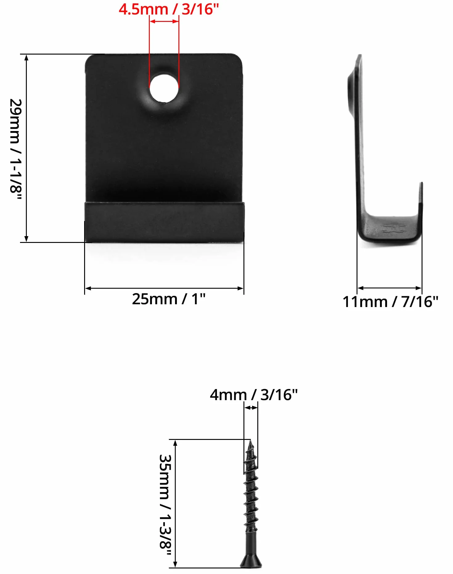 Klips do desek 8mm WPC QWORK 50 szt. z ukrytym łącznikiem startowym czarny