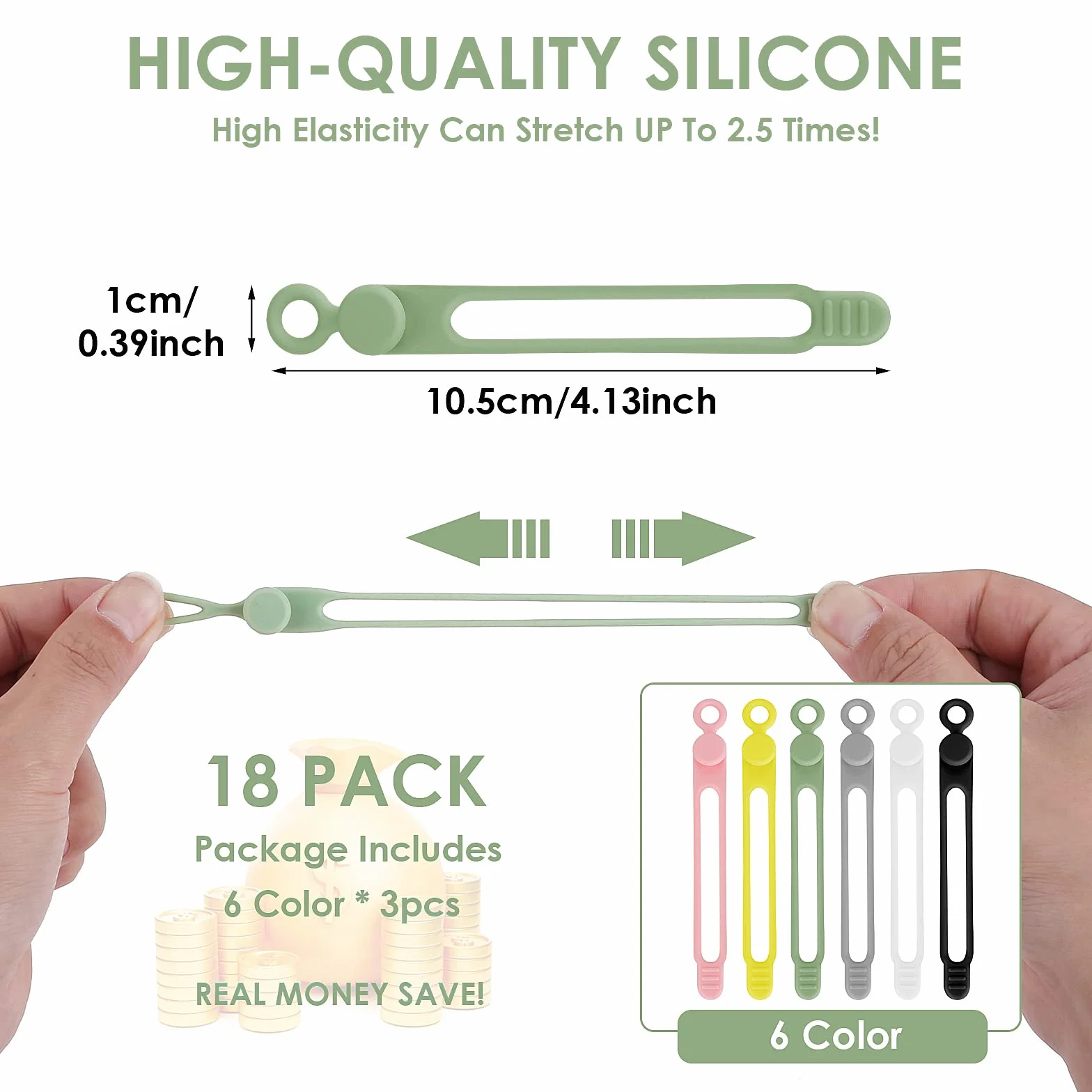 Silikonowe opaski kablowe organizer na przewody 10,7 cm