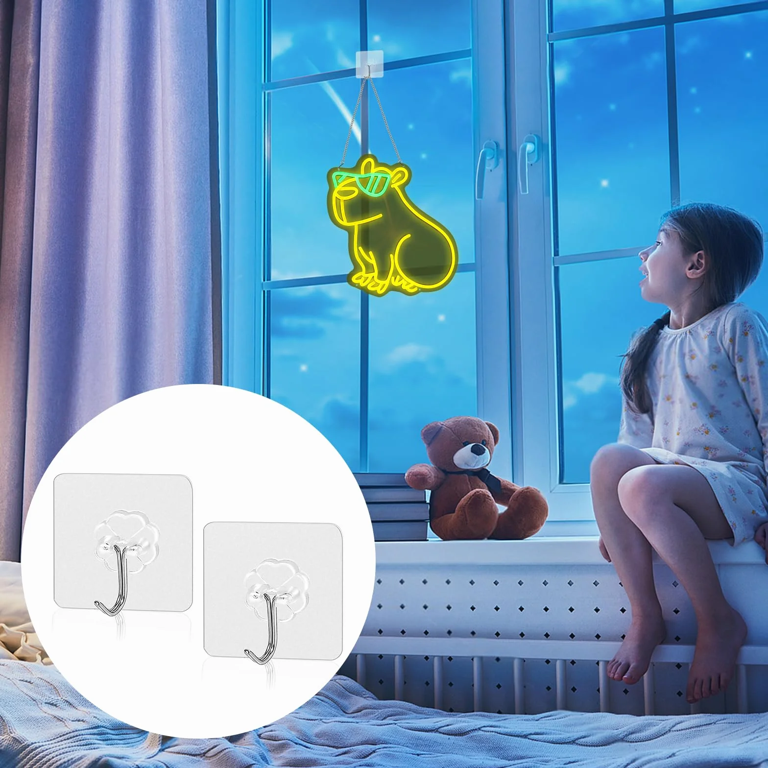 Lotvic Kapibara Neon Kapibara neonowe światło nocne zasilane przez USB, neonowe światło LED, do sklepu, pomysł na prezent urodzinowy dla dzieci