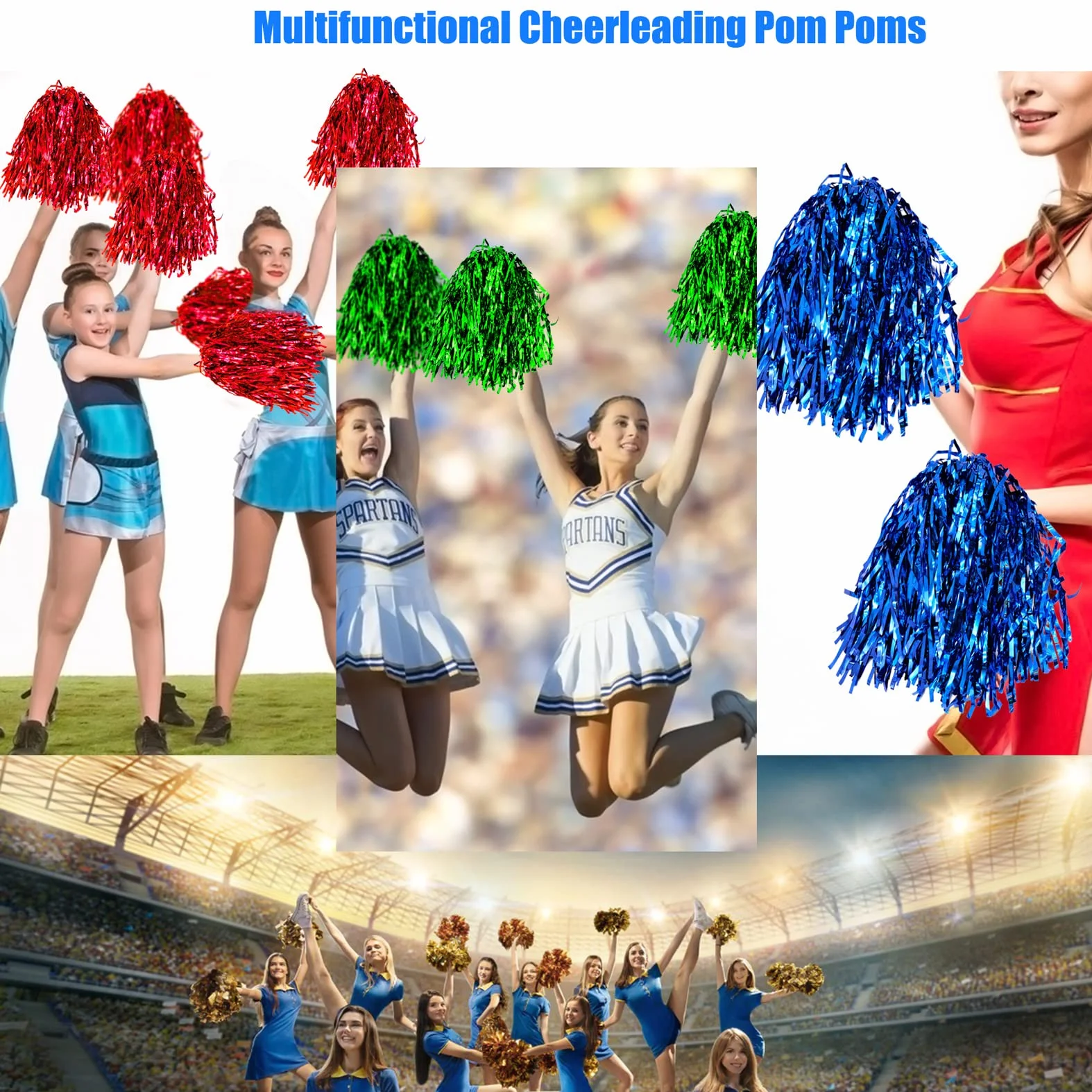 6 sztuk pomponów cheerleaderek, ręcznie robionych kwiatów, z tworzywa sztucznego, pompony do tańca, cheerleaderek, zestaw pomponów klasy premium, dla dzieci i dorosłych, na zawody, urlop
