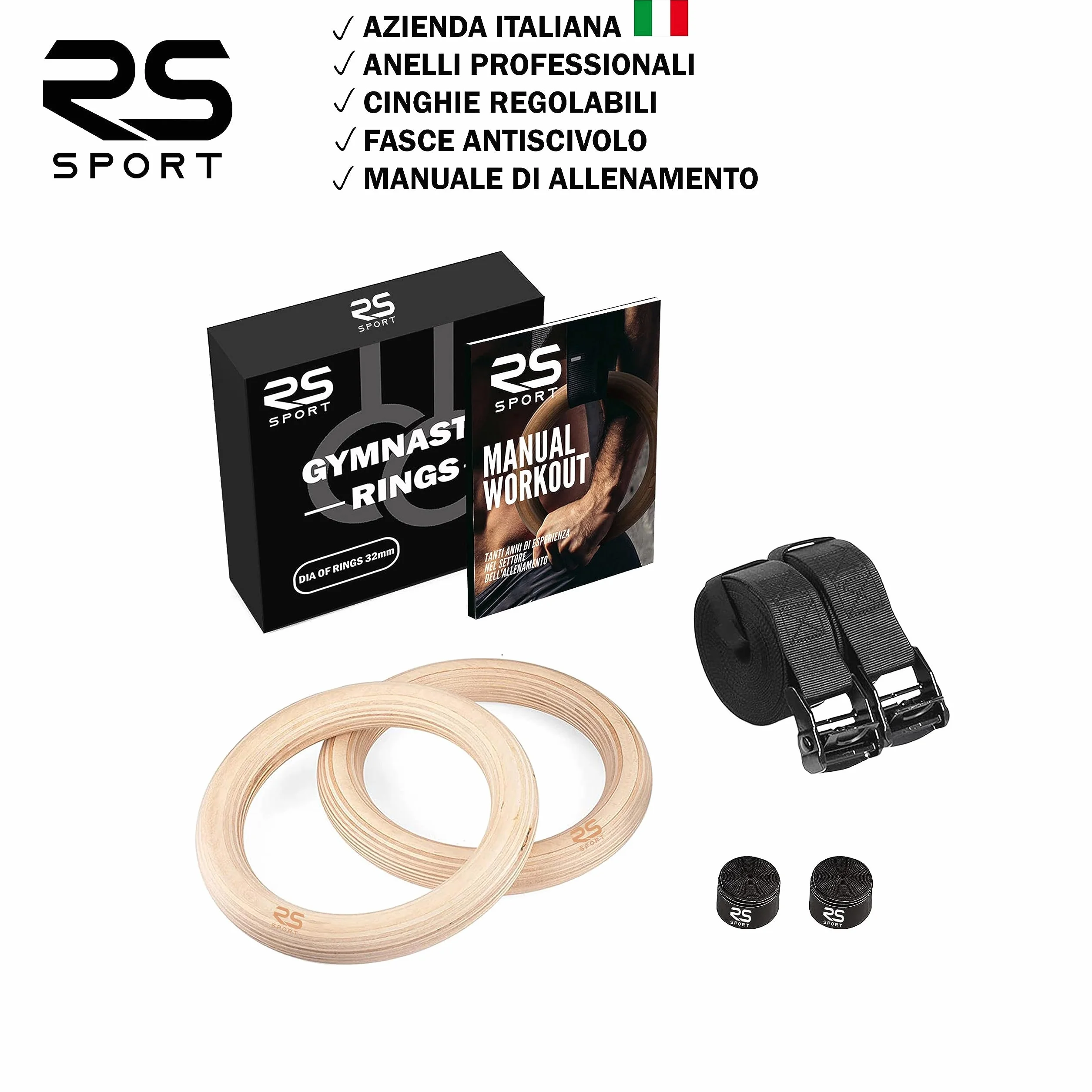 RS sportowe pierścienie Calisthenics, drewniane pierścienie gimnastyczne 32mm, profesjonalne pierścienie gimnastyczne do ćwiczeń na darmowe ciało, siłownia w domu, fitness, Crossfit i ulica Workout