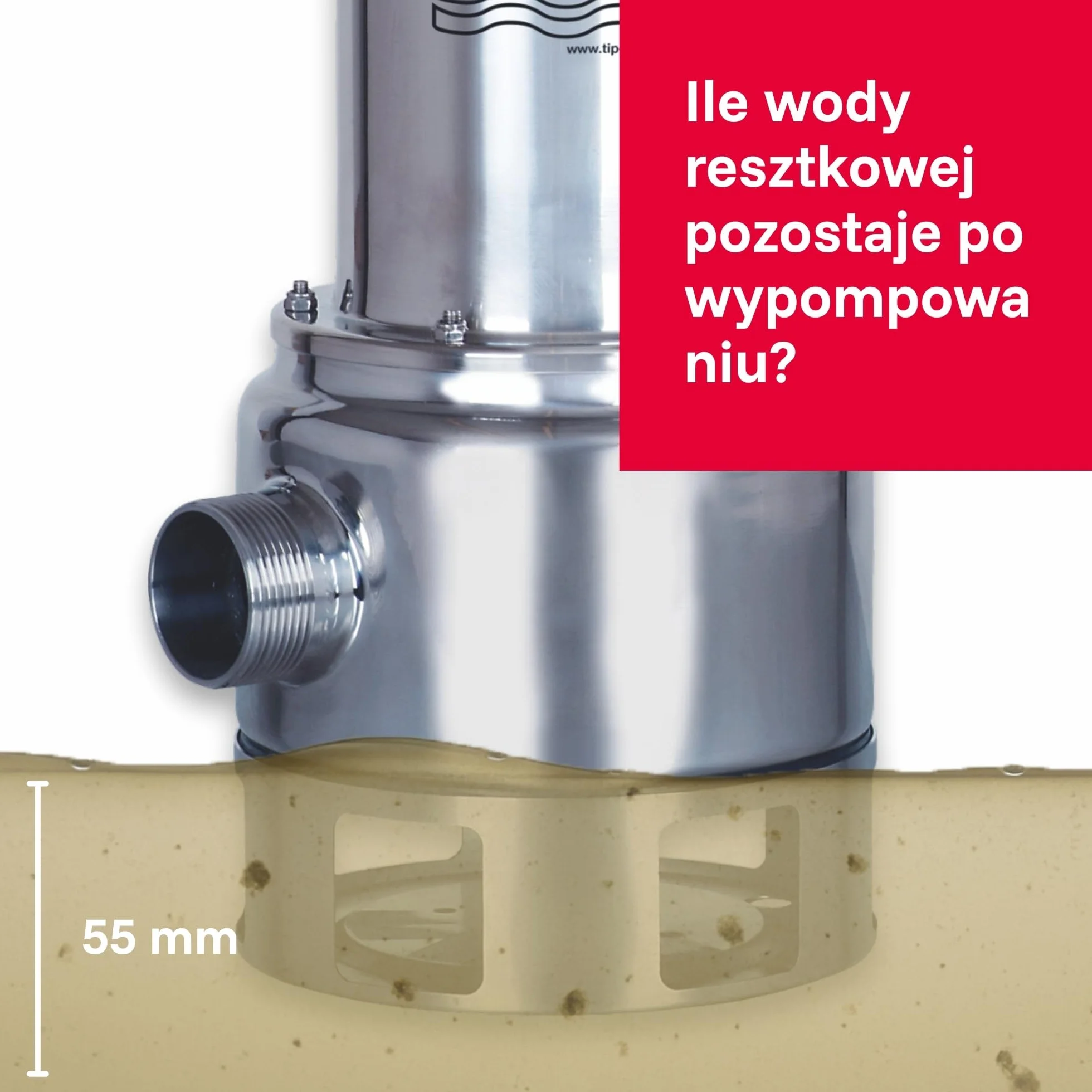 T.I.P. Extrema 300/10 IX Pompa Zanurzeniowa do Brudnej Wody Stal Nierdzewna 1200W 19500l/h 10,5m 40mm 95°C