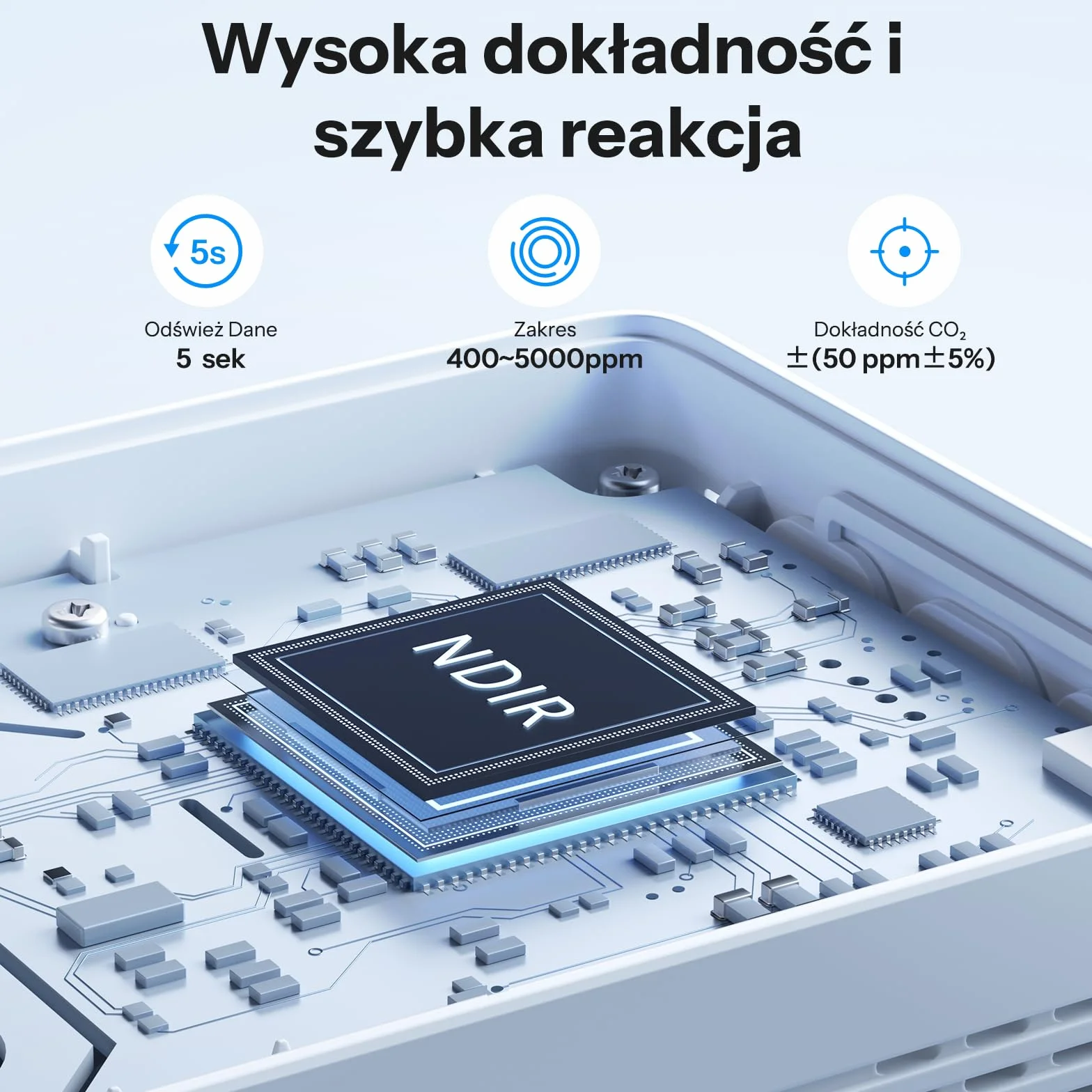 SONOFF AirGuard CO2, Inteligentny Monitor Jakości Powietrza, Zgodny z Matter, WiFi 2,4 GHz, Detektor CO2/Temp/Wilgotności, Wyświetlacz i Alarm w Czasie Rzeczywistym, do Sypialni/Pokoju Dziecięcego
