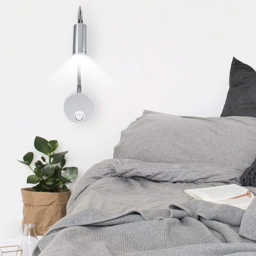 Lampka nocna LED z elastyczną gęsią szyją 6500K 3W do czytania