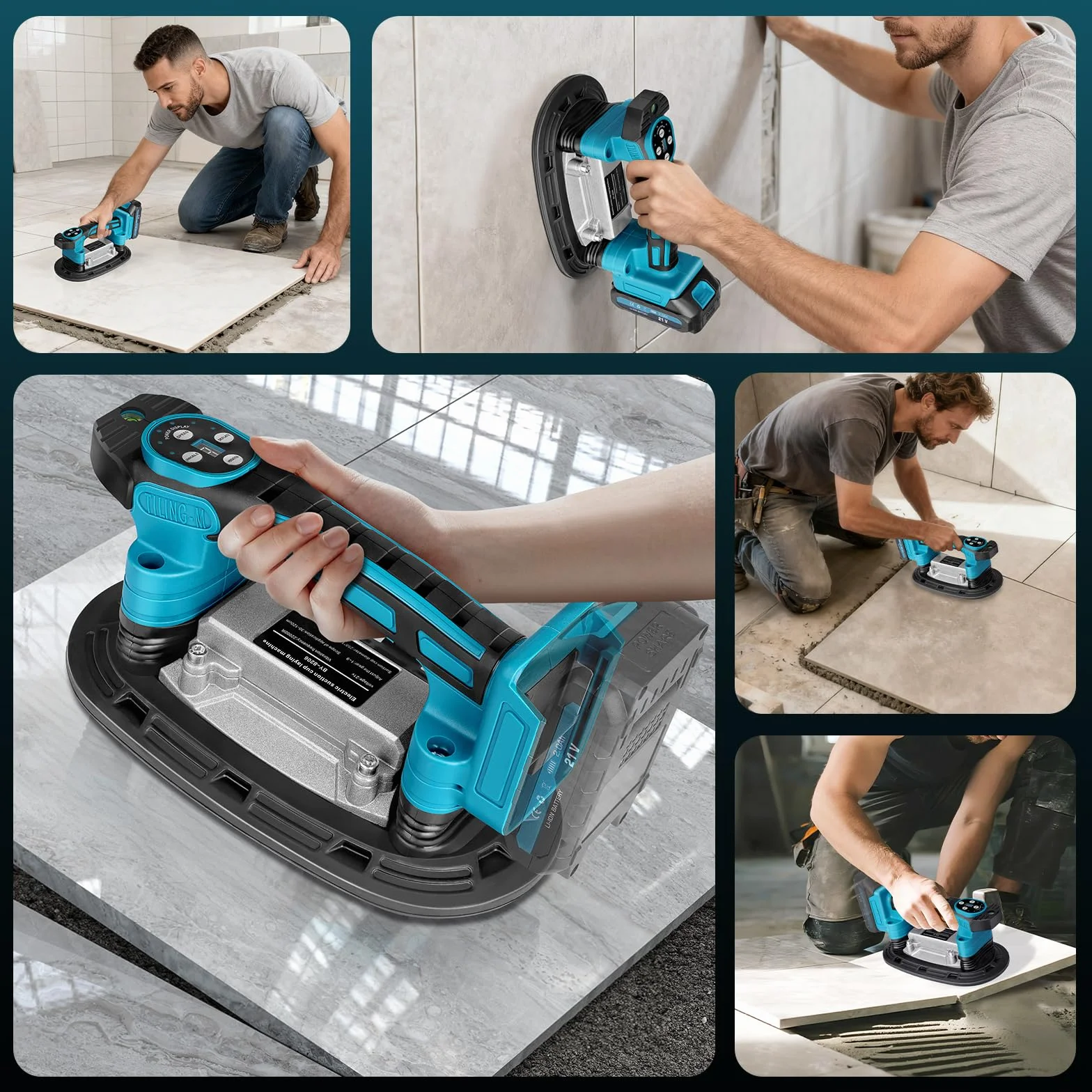 Narzędzie wibracyjne do płytek Makita 18 V 22,5 x 12 cm siła ssania 250 kg 9 prędkości