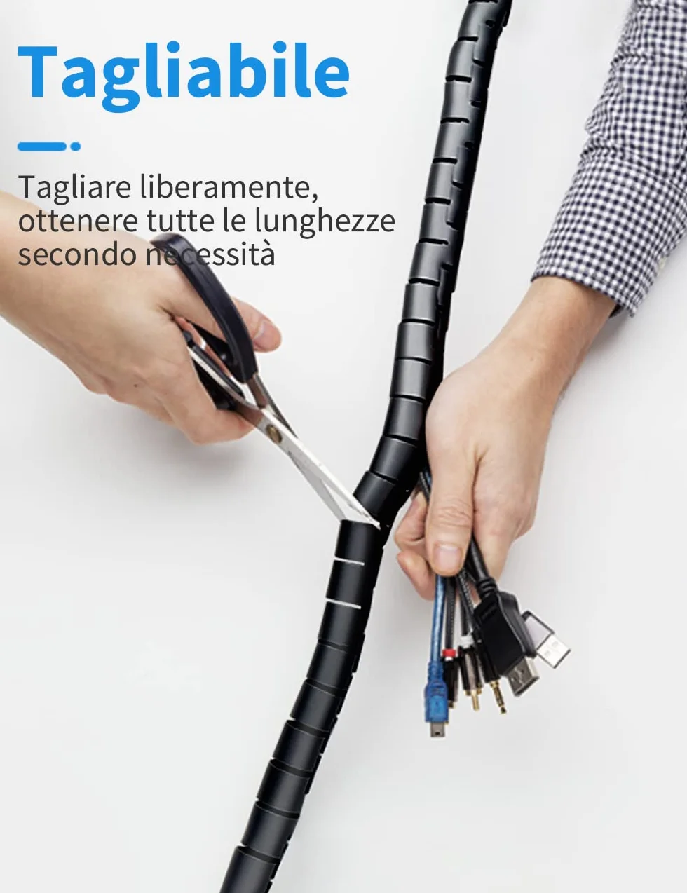 Shinfly Schludny rękaw do zarządzania kablami 6 m, organizer na przewody ∅0,221 cm, czarna