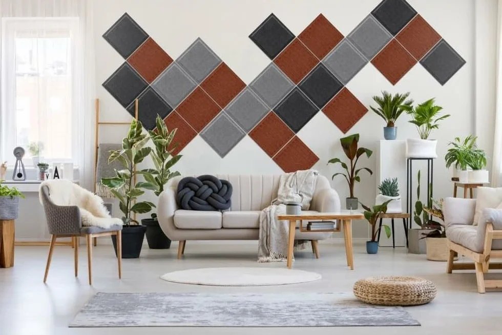 Filcowe panele ścienne 30x30 cm Kwadratowe płyty akustyczne Dźwiękochłonne Dekoracja ścienna