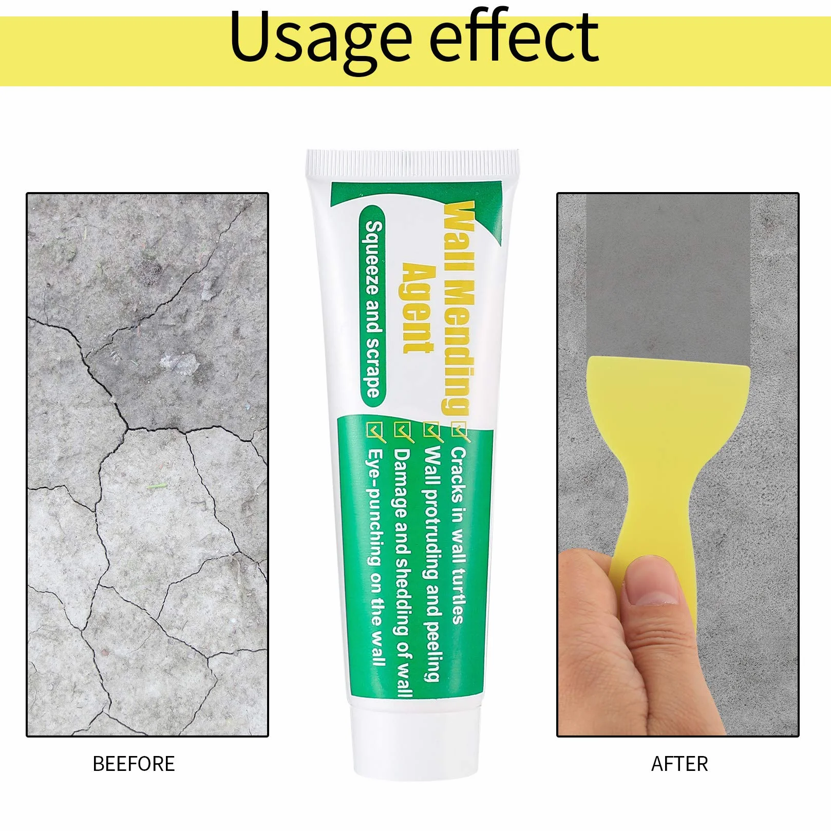 Safe Wall Mending Agent Repair Cream Wall Crack Filler Paste for Walls Nail Holes Stains 100g x 3 with Scraper