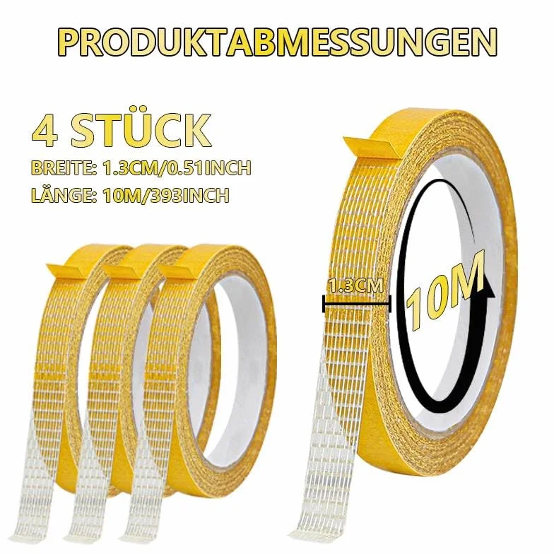 Dreamil Dwustronna Taśma Klejąca 1,3 cm x 10 m, 4 sztuki, Mocna do Dywanów i Ścian