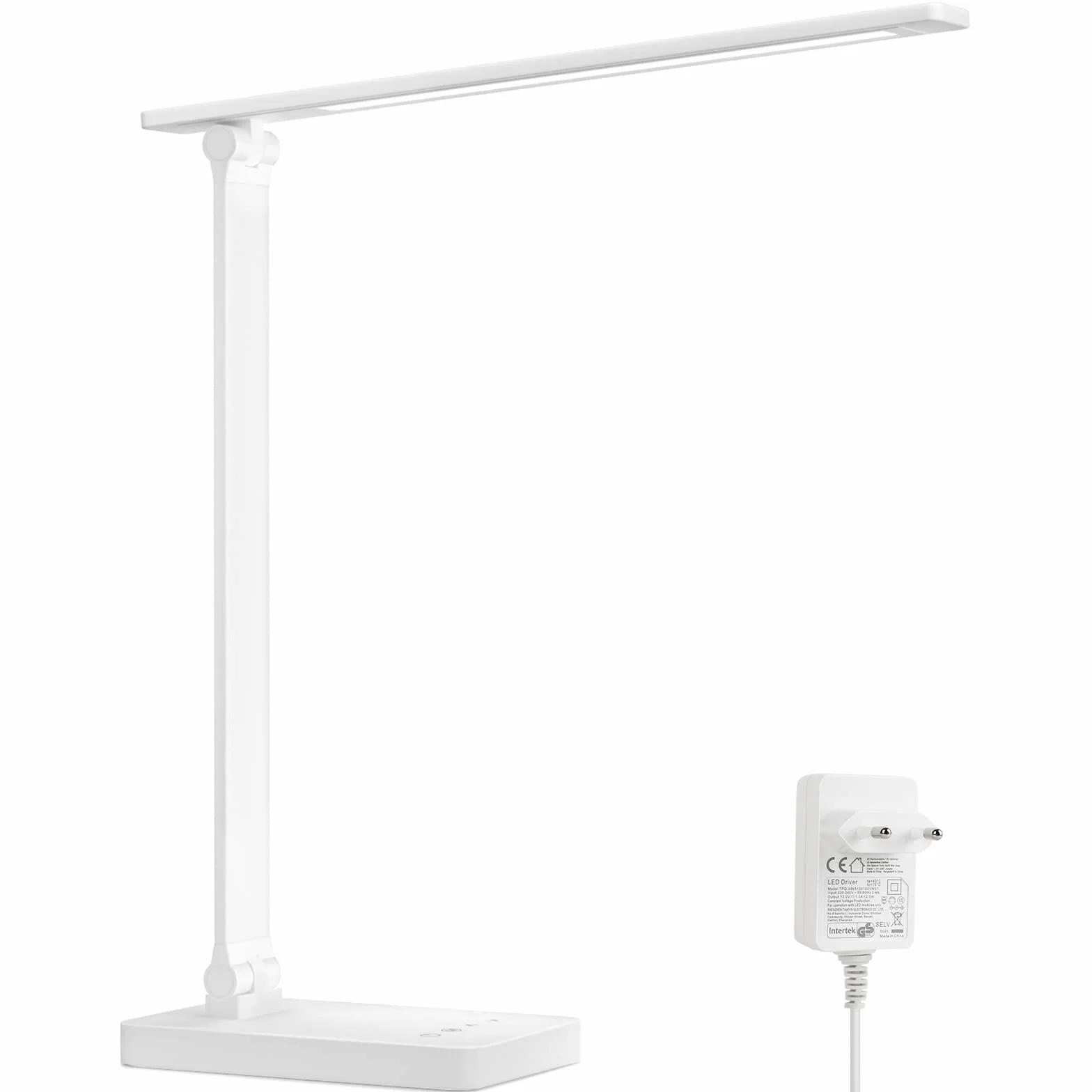 Lepro Lampa biurkowa LED 550 lm 3 kolory 5 poziomów jasności ściemniania 3000-6500 K światło dzienne ochrona oczu lampka nocna do czytania dla dzieci biała