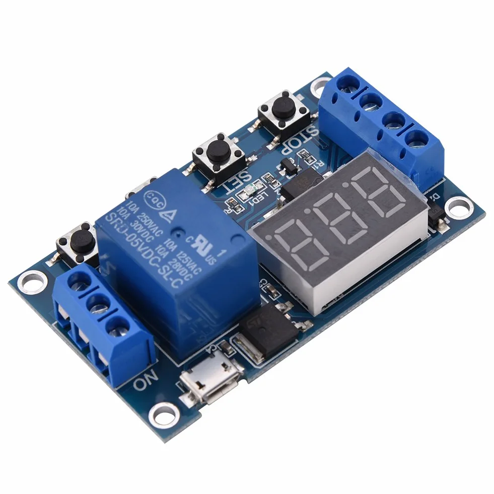 DEWIN Przekaźnik czasowy DC 6 V-30 V opóźnienie włączania/wyłączania timer LED micro USB 5 V