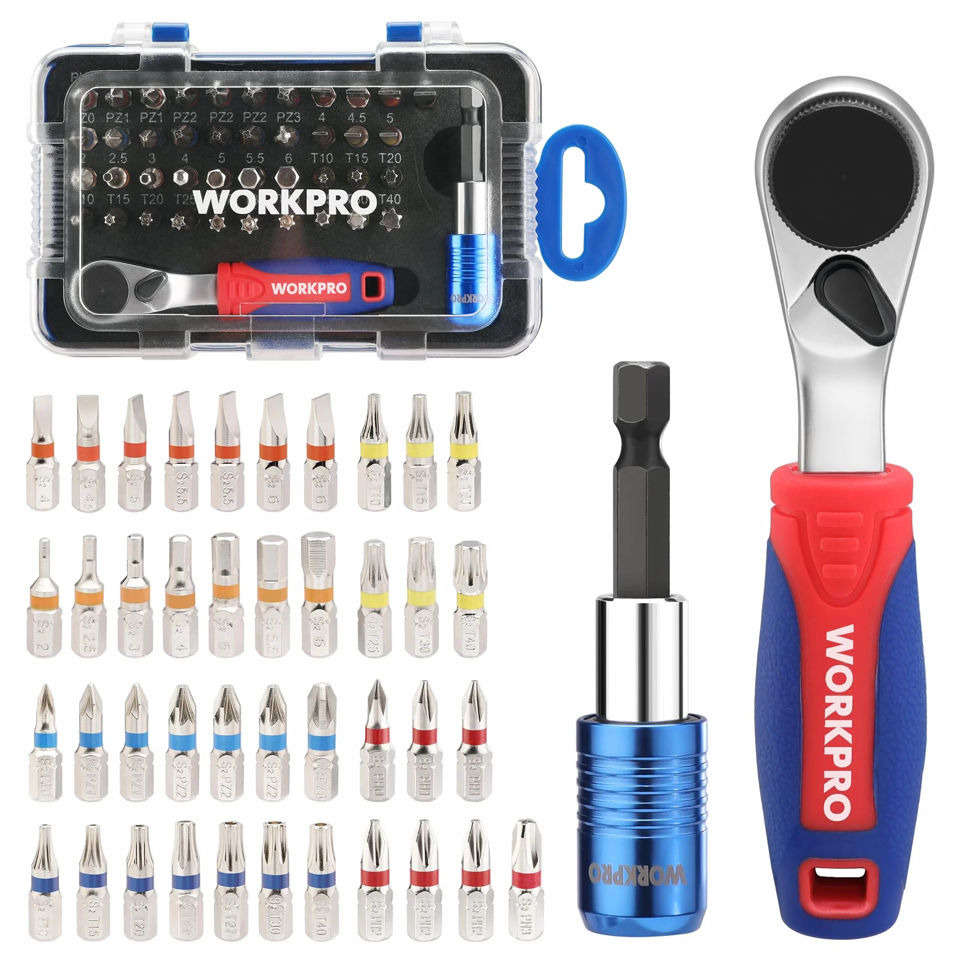 WORKPRO 43-częściowy zestaw wkrętaków z grzechotką 1/4"