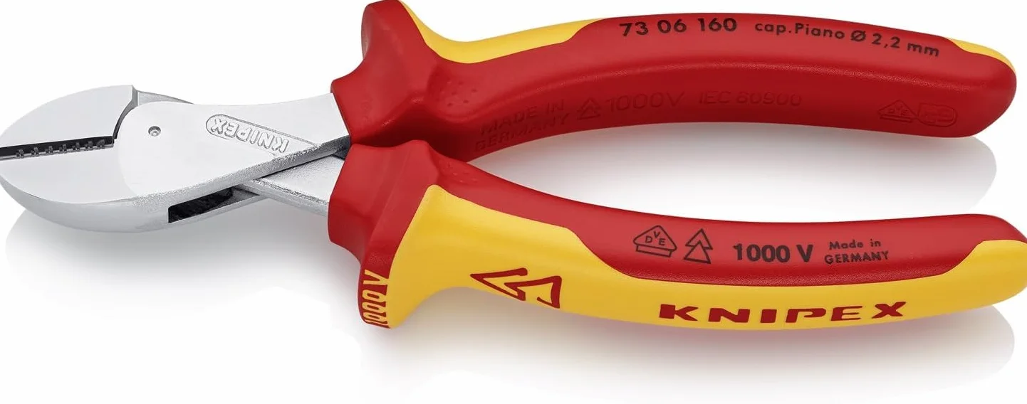 KNIPEX X-Cut Kompaktowe szczypce tnące boczne z wysokim przełożeniem dźwigni chromowany izolowane VDE 73 06 160