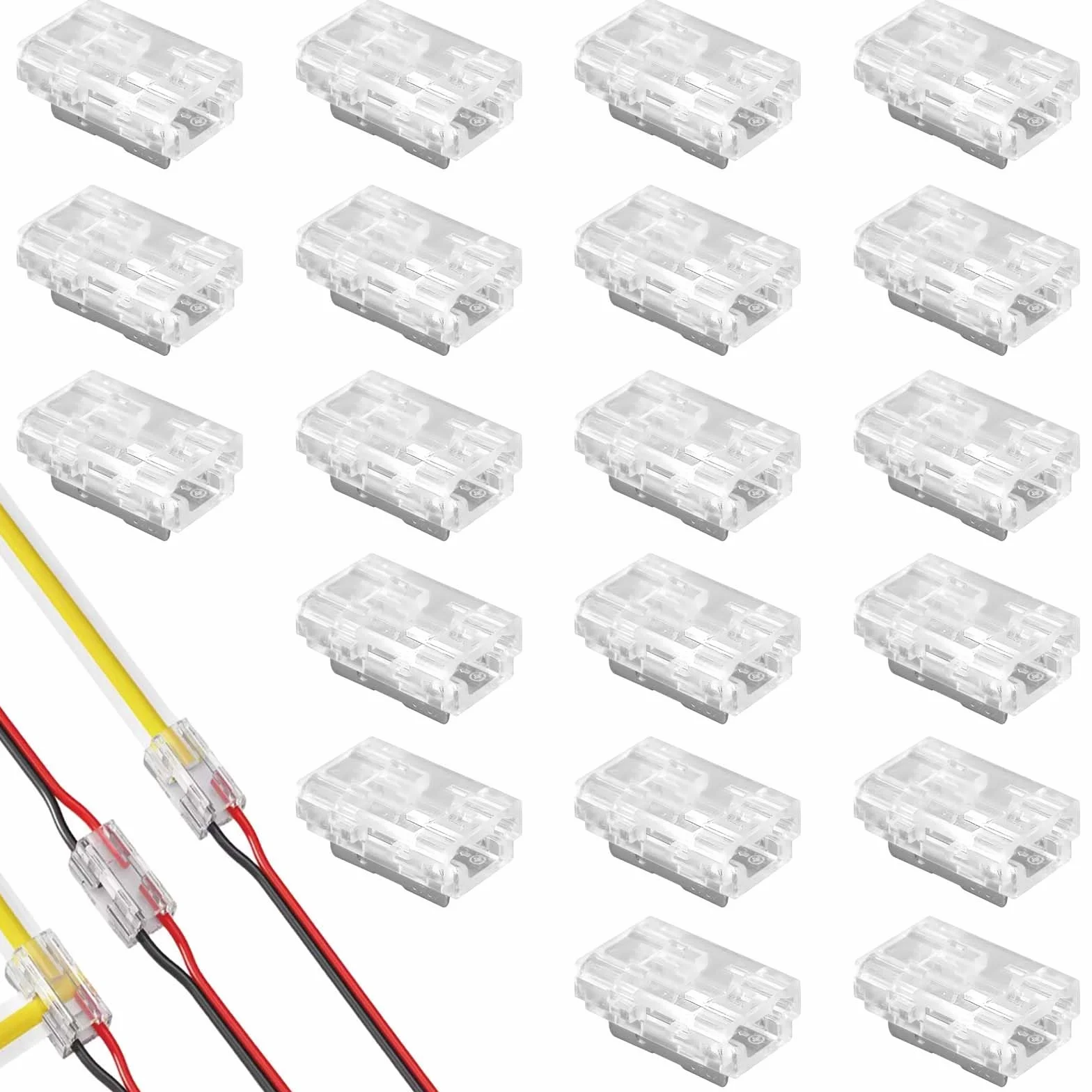 Złącze LED 8 mm 2-biegunowe COB/SMD 2 piny bezlutownicze 20 sztuk