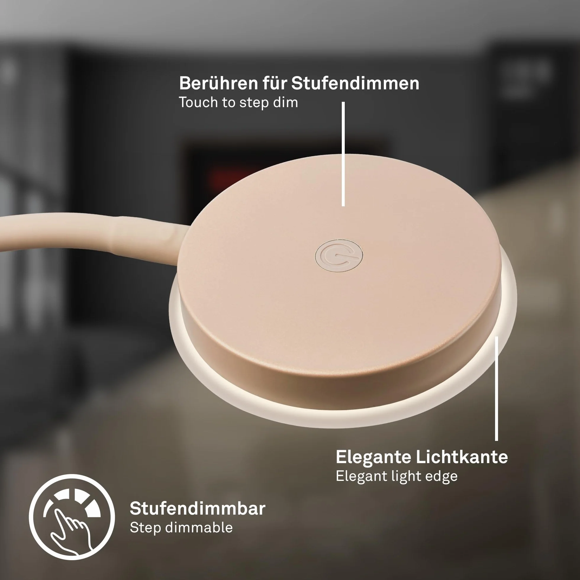 BRILONER Lampa biurkowa LED z dotykiem ściemniana obrotowa 13x55,5 cm beżowy