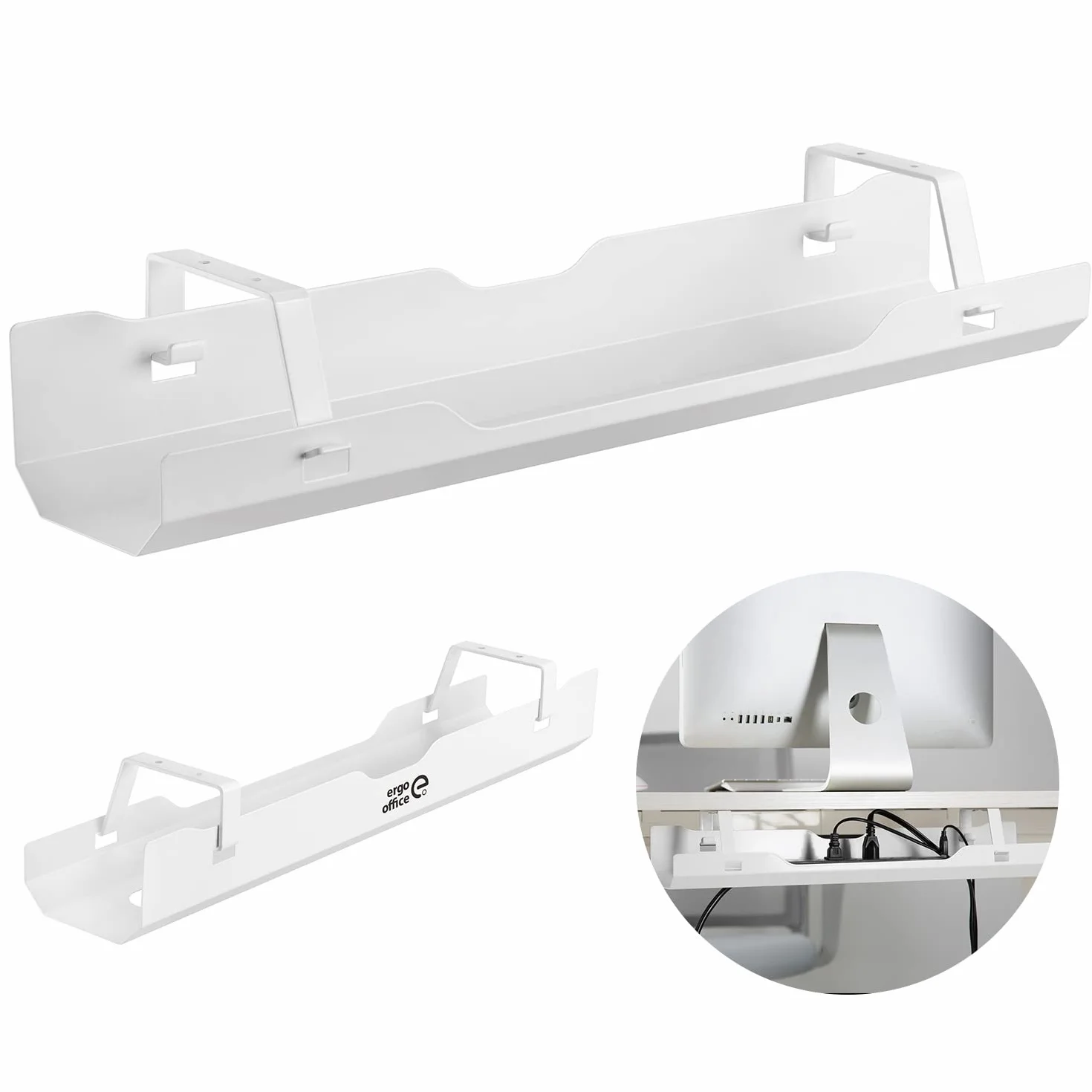 Organizer na Kable pod Biurko 60 cm Biały Uchwyt na Przewody