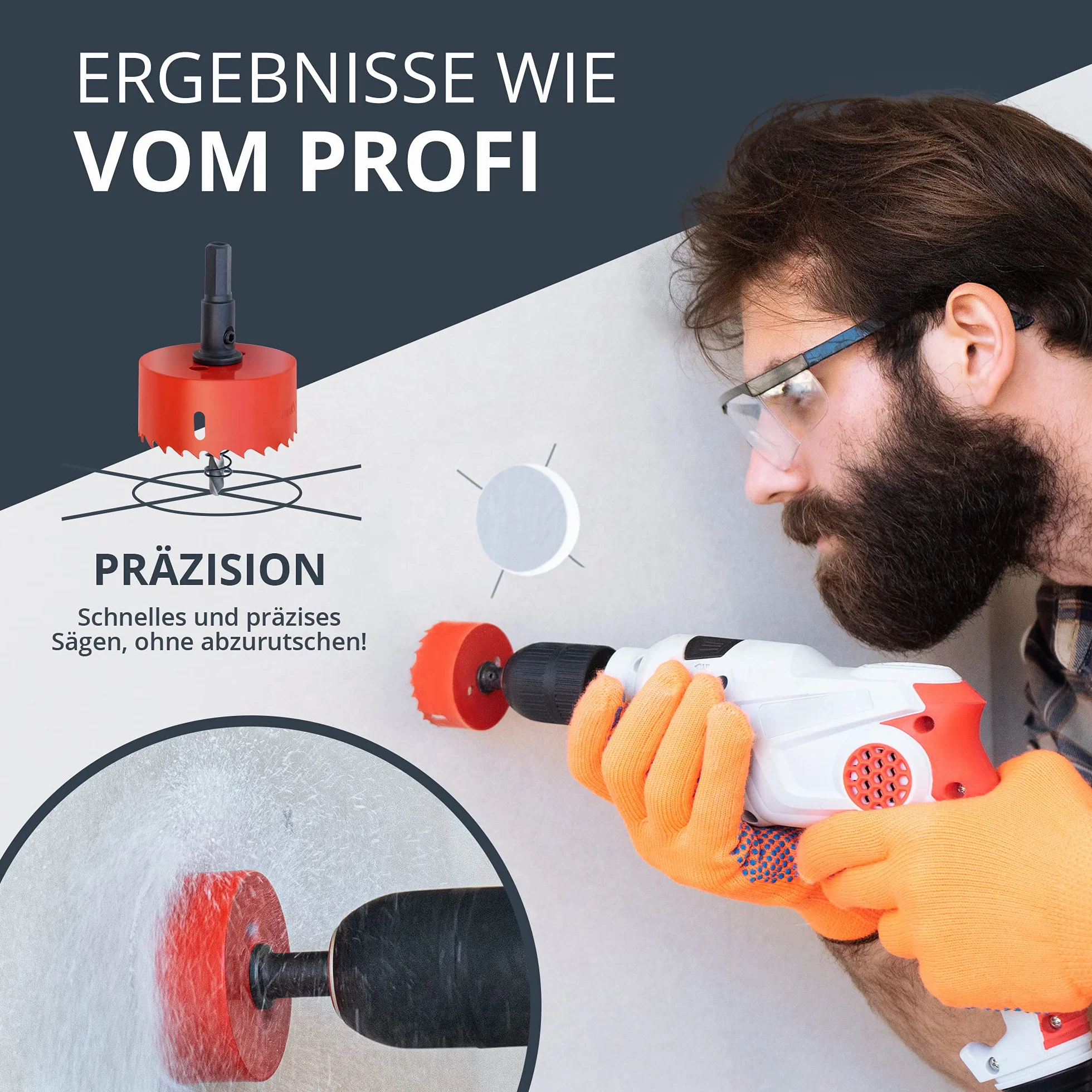 BAURIX Otwornica bimetalowa 60mm - Wiertło uniwersalne do metalu, drewna, plastiku
